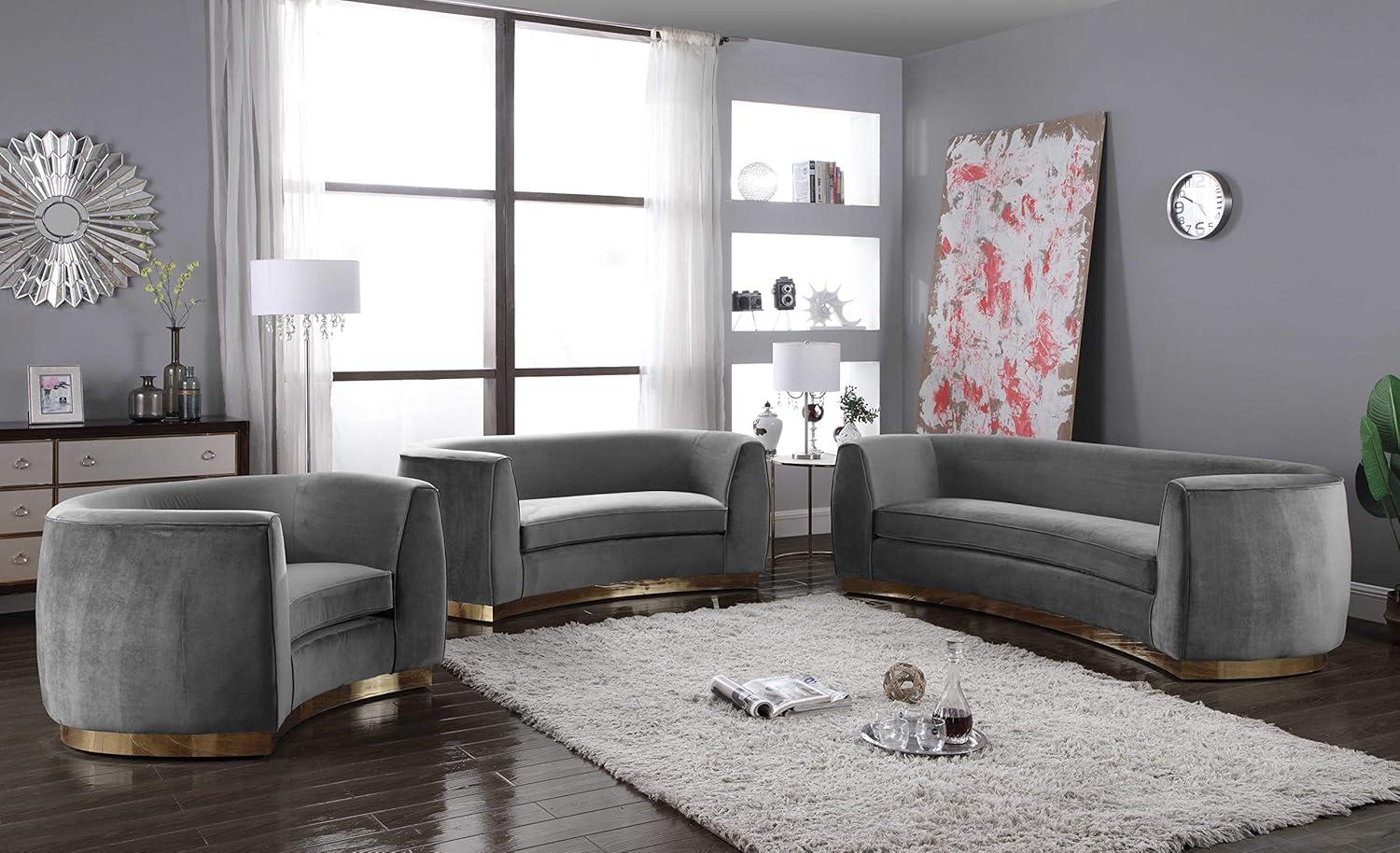 Homestock Rustic-Refinement Grey Velvet Chair
