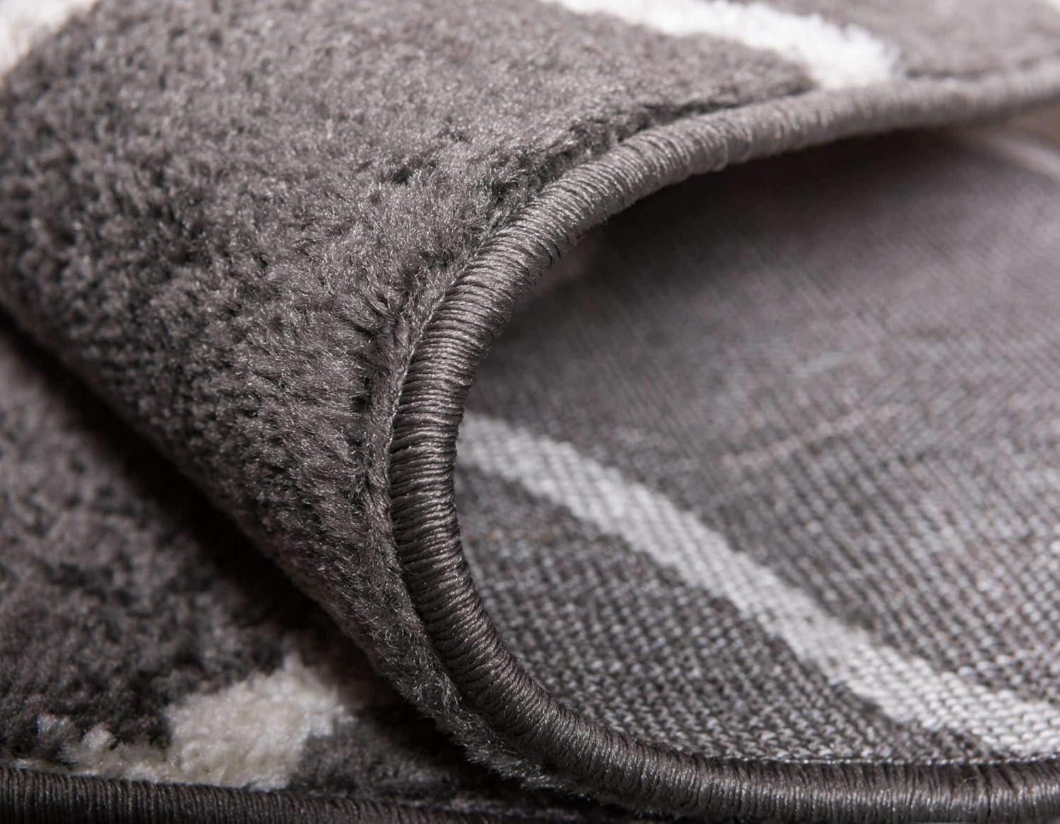 Unique Loom 6' 0 x 6' 0 Trellis Frieze Rounded Dark Gray Area Rug