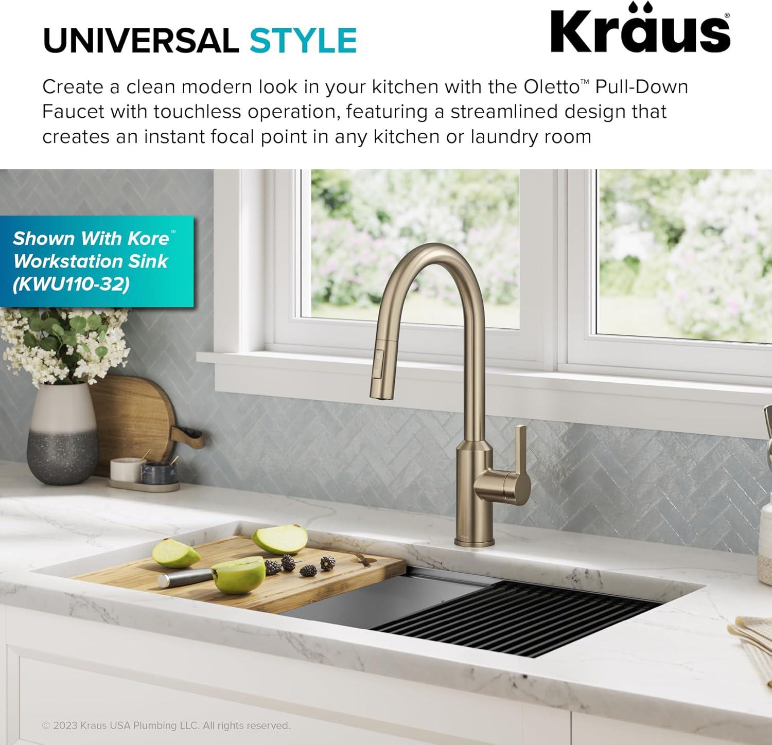 KRAUS Oletto Touchless Sensor Pull-Down Single Handle Kitchen Faucet