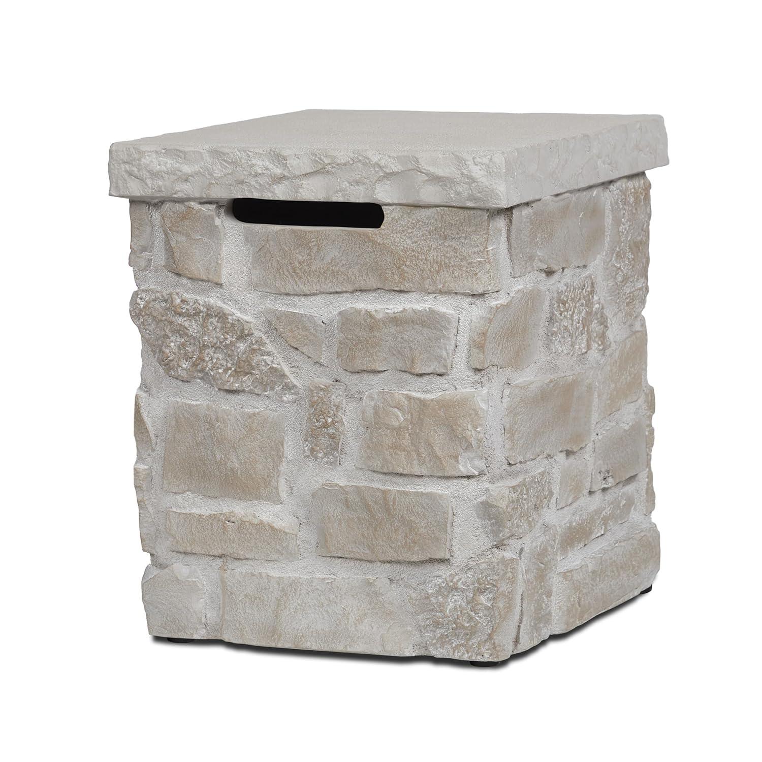 Real Flame Scottsdale Stone Propane Tank Cover And Side Table In Beige By Real Flame