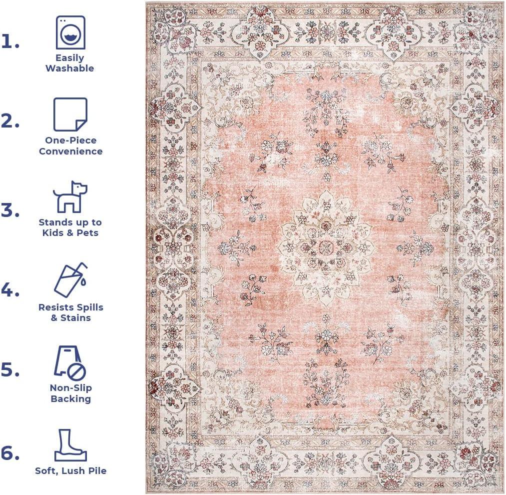 Nuloom Ren Vintage Floral Machine Washable Indoor Area Rug