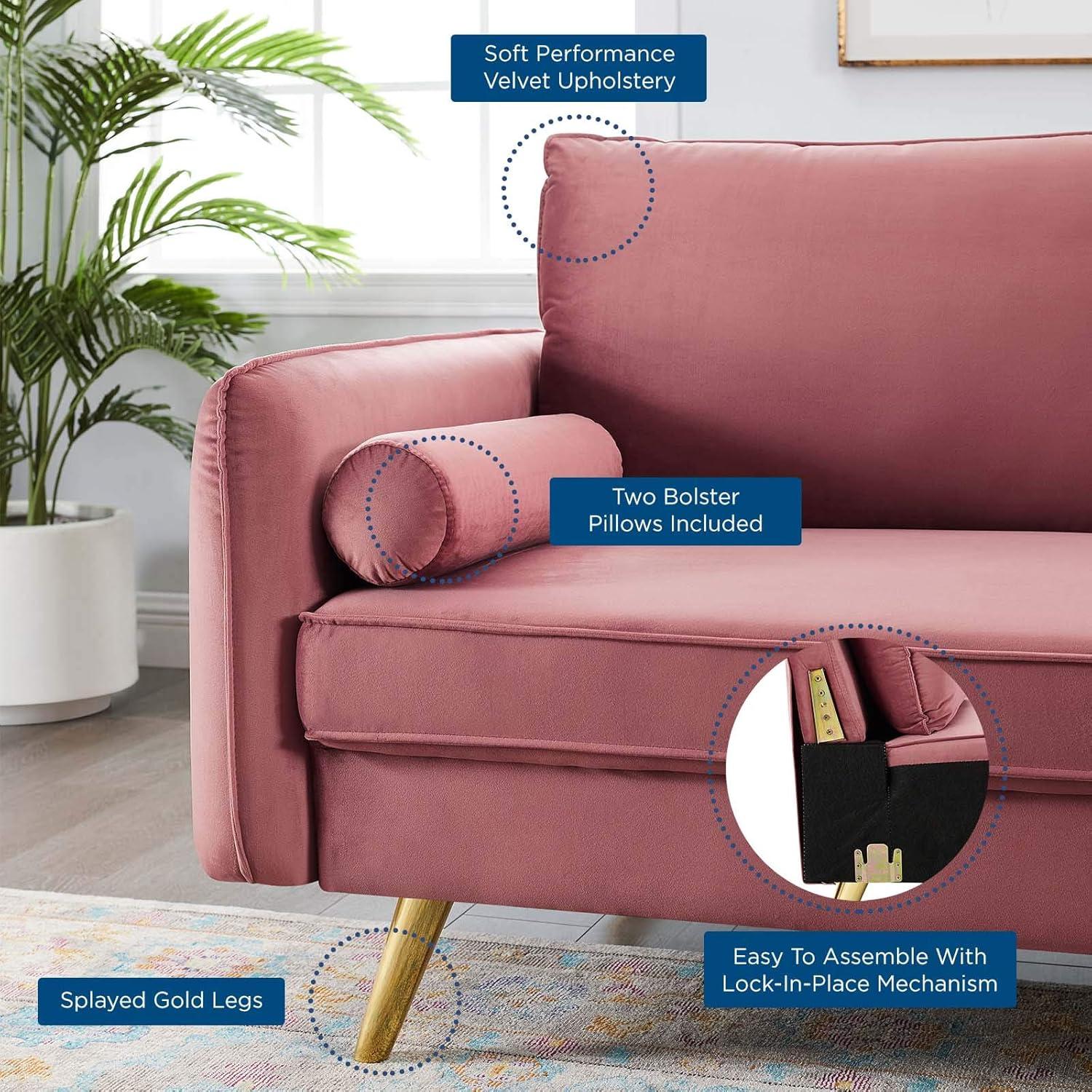 Revive Performance Velvet Sofa Dusty Rose