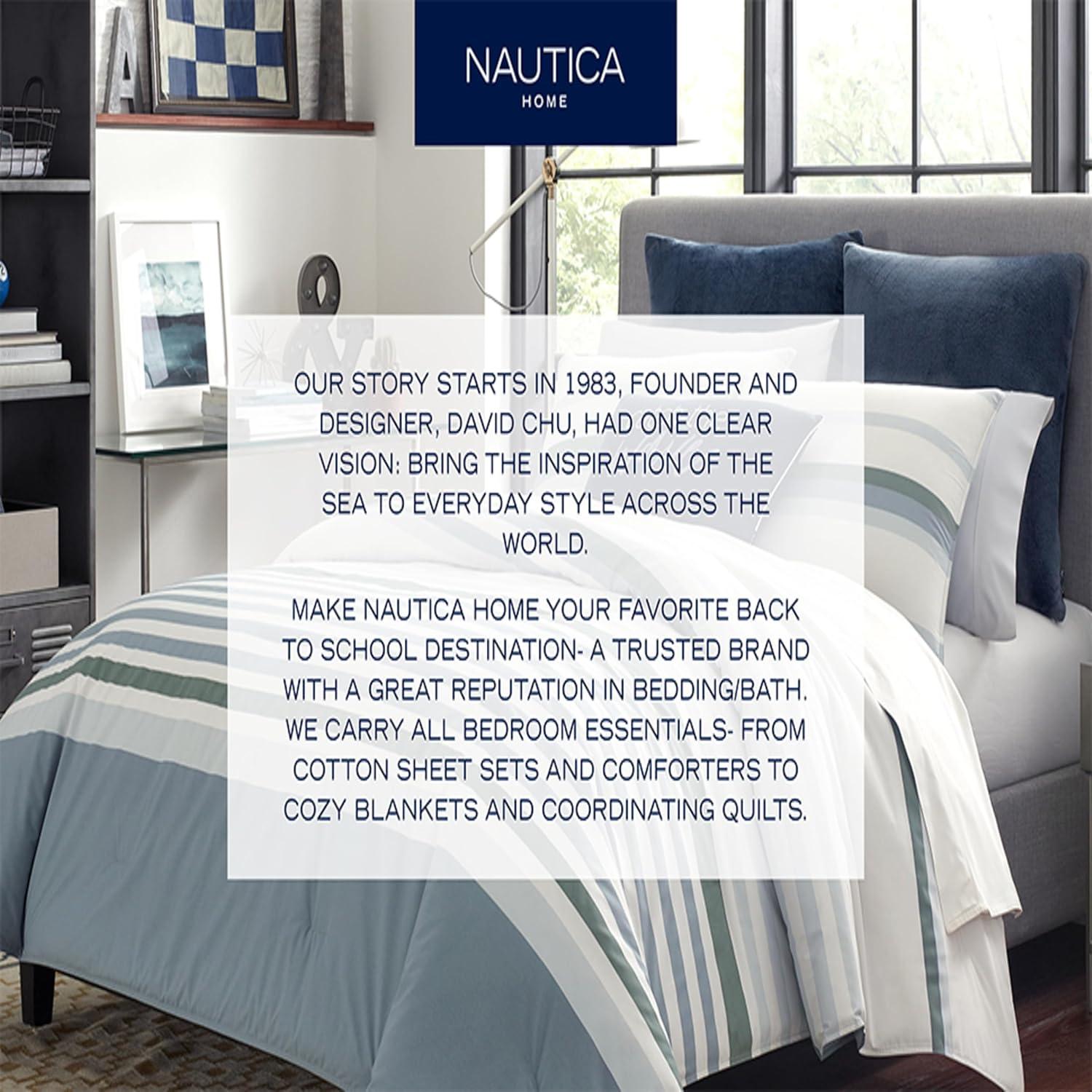 Nautica Dover Cotton Reversible Blue Comforter Set