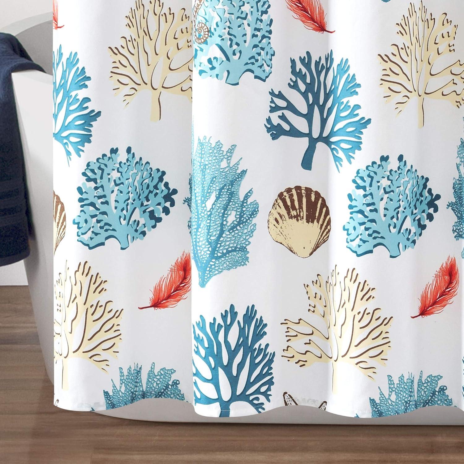 Lush Decor Coastal Reef Feather Shower Curtain