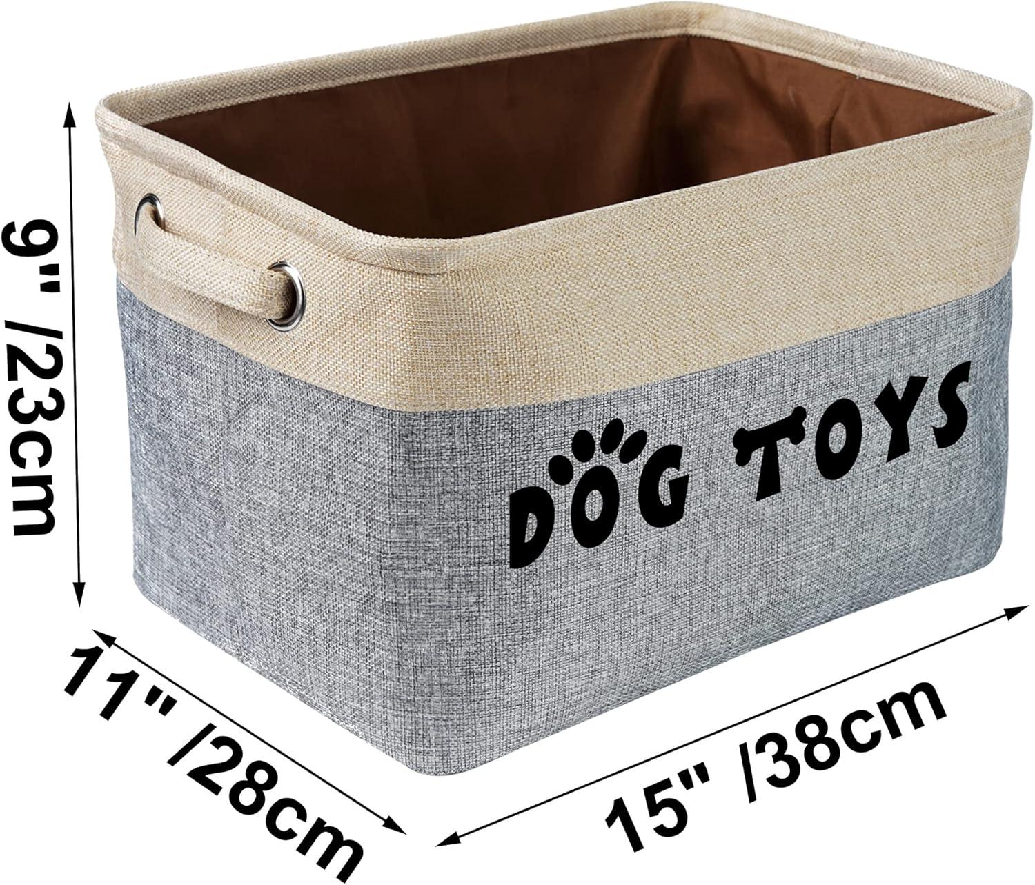 Archie & Oscar™ Dog Toy Basket, Collapsible Dog Toy Bin Box With Comfortable Handles, Large Dog Toy Storage Organizer For Dog Accessories, Pet Toys, Dog Coat & Clothing