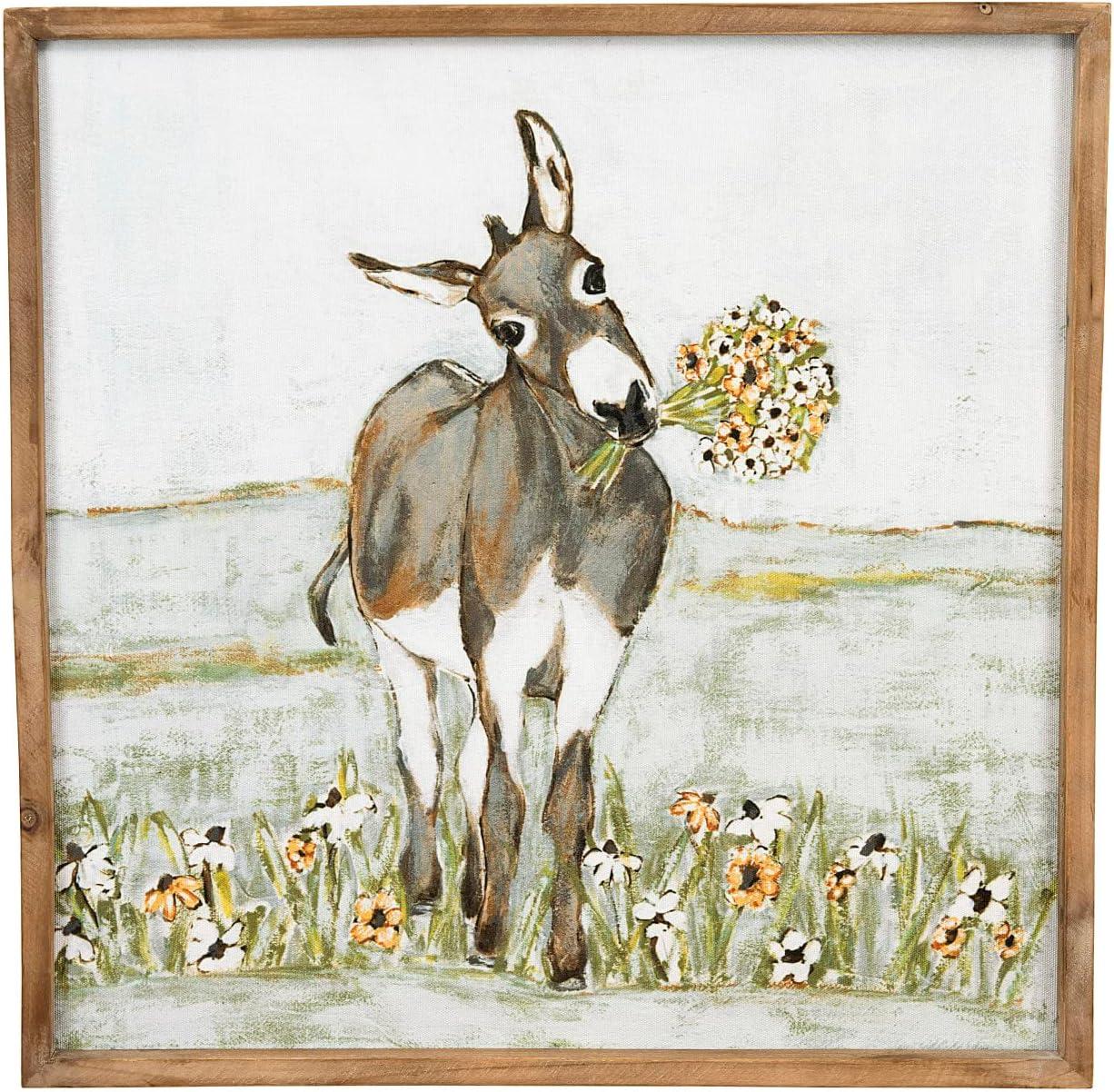 Creative Co-Op Donkey Wall Décor in Wood Frame