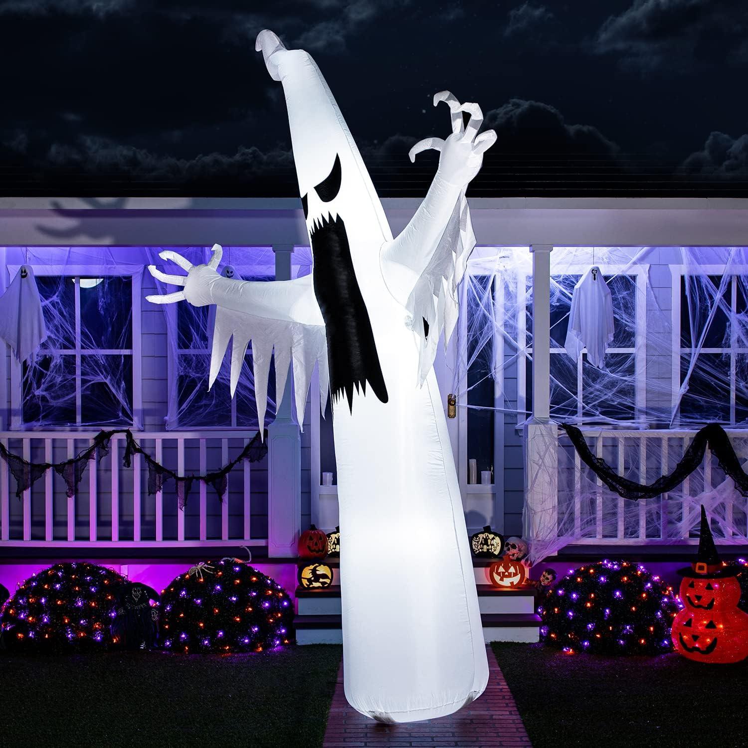 12 FT Halloween Inflatable Towering Terrible Spooky Ghost with Build-in LEDs Blow Up Inflatables