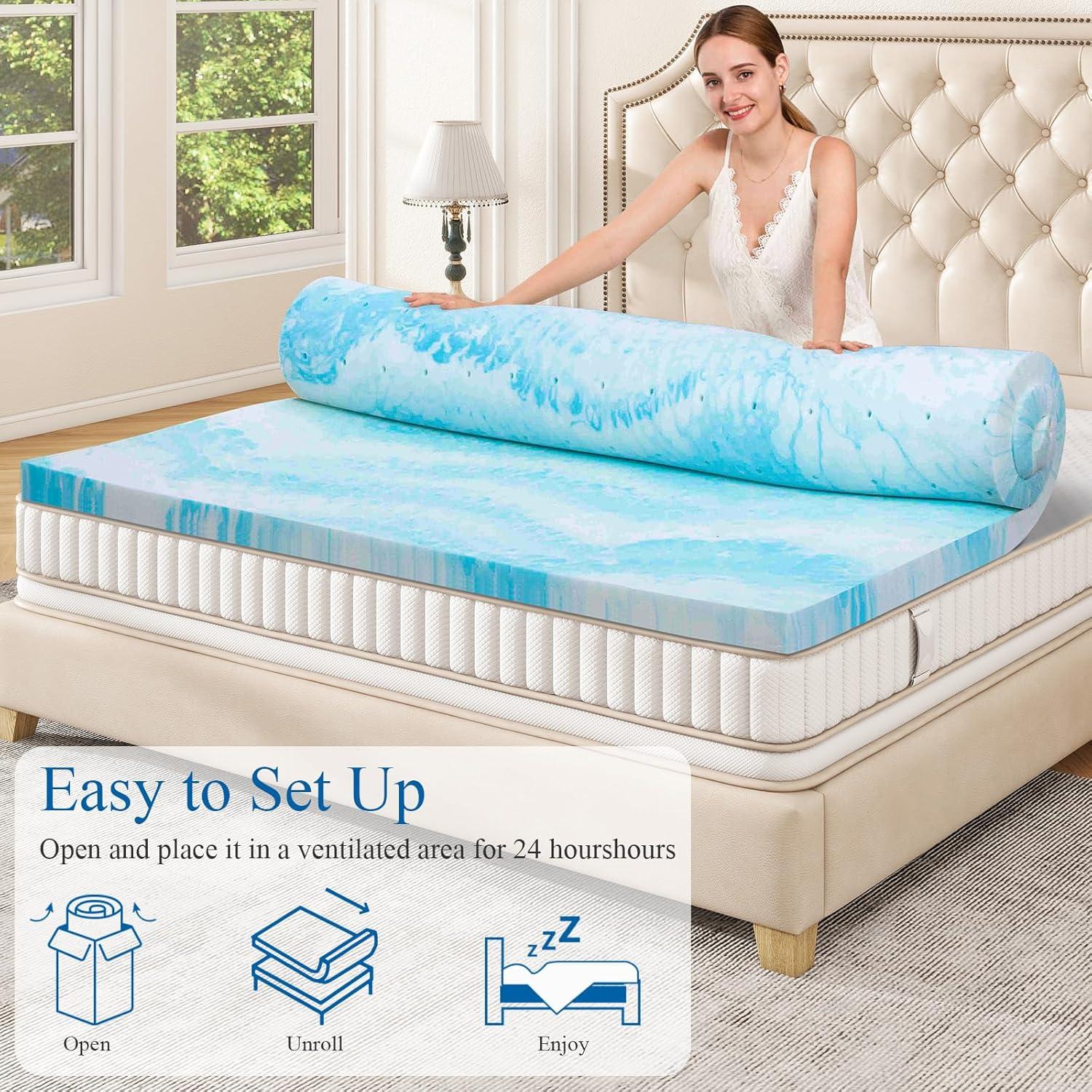 3''TWIN Memory Foam Mattress Topper, Mattress Topper CertiPUR-US Certified