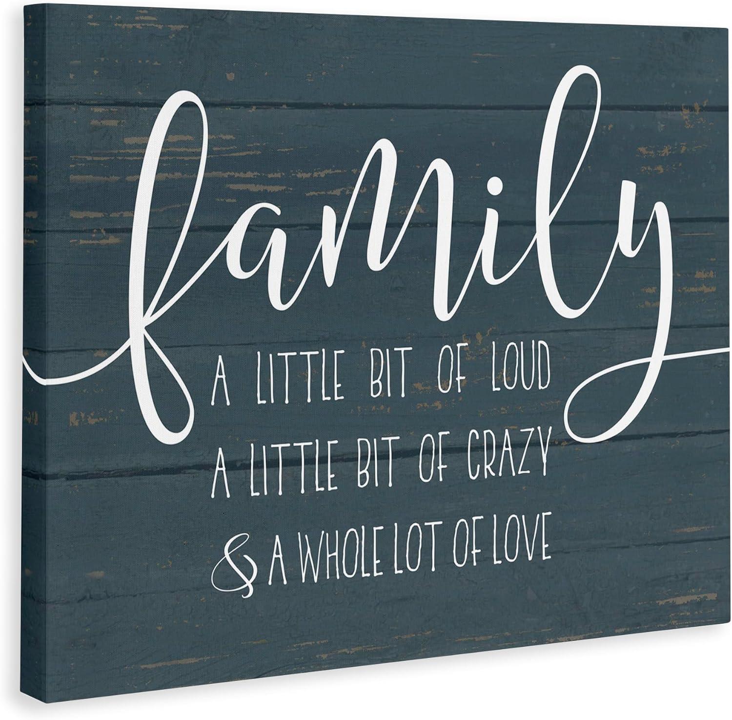 Family Quote Blue and White Canvas Wall Art 30" x 40"