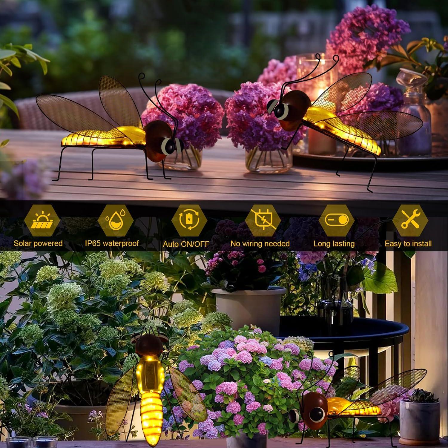 Solar Garden Lights Outdoor Decor,Metal Large 41" Solar Butterfly Garden Decor,Waterproof Butterfly Decoration Decorative Stakes Lights,Gardening Gifts For Mom Women,Fairy Accessories For Yard Lawn