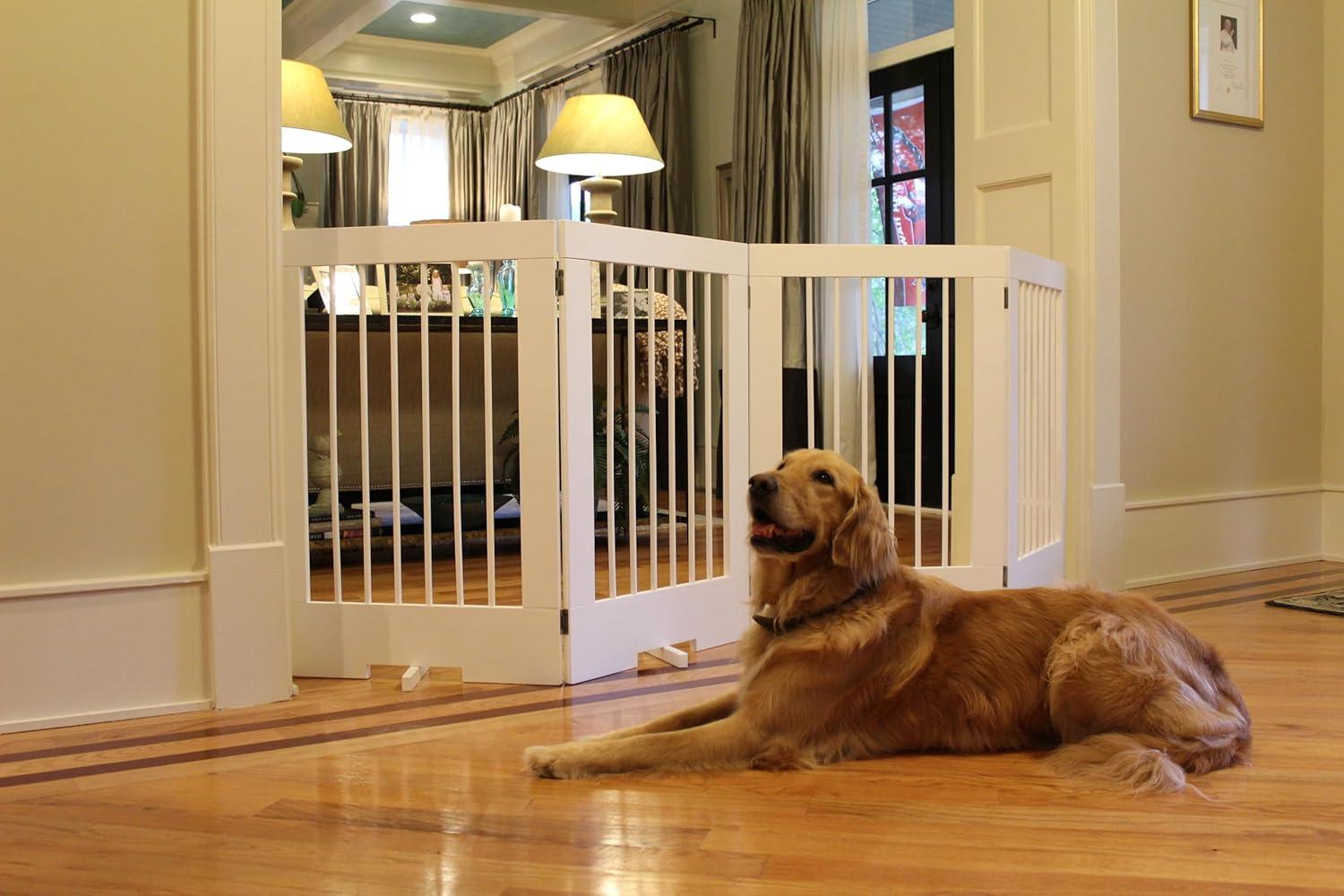 Cardinal Gates 4PG 4-Panel Freestanding Pet Gate - Adjustable Wooden Dog Gate