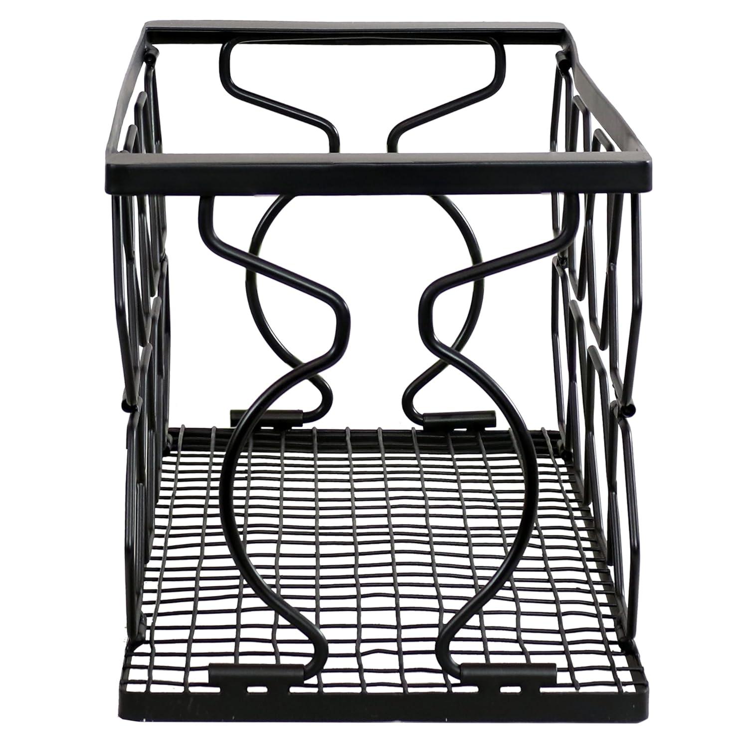 Sunnydaze Indoor Metal Collapsible Tabletop Wine Rack for the Kitchen or Bar - Black