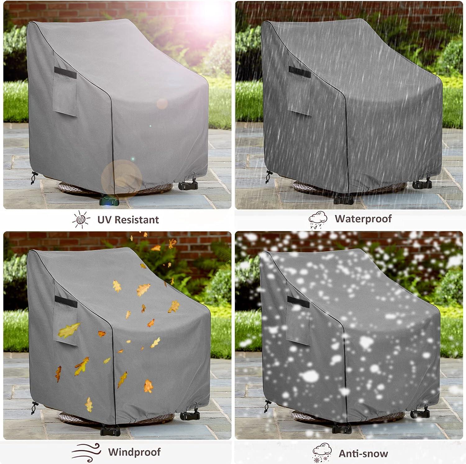 Okcool Outdoor Swivel Chair Cover 2 Pack,Outdoor Furniture Patio Chair Covers Waterproof Clearance,(30" W x 34" D x 38.5" H) Outdoor Lawn Patio Furniture Covers,Grey