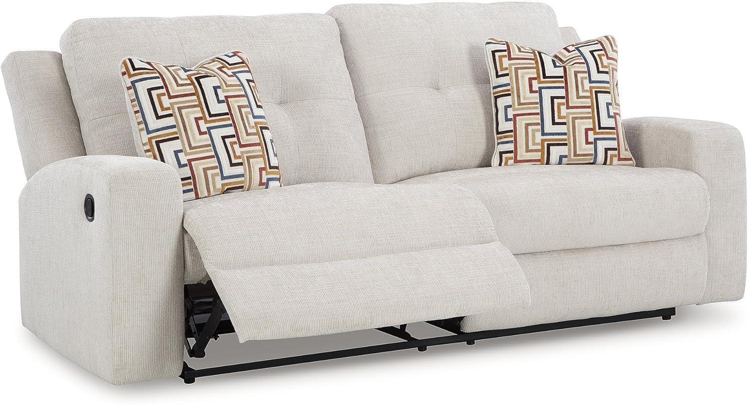 Stone Gray Tufted Fabric Manual Reclining Sofa with Track Arms
