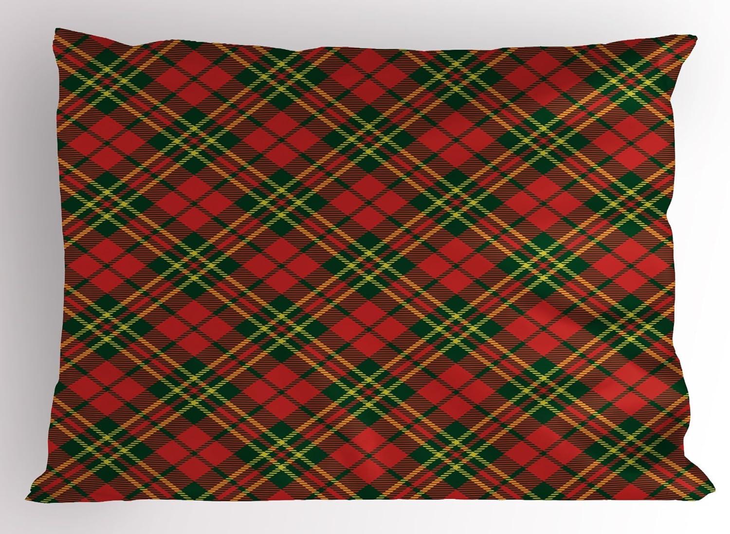 Christmas Plaid Red and Green Polyester Standard Pillow Sham