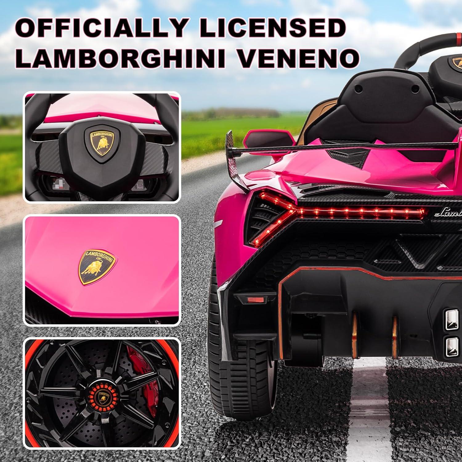 Emorefun 12V Ride On Car with Remote, Licensed Lamborghini Electric Ride On Toy with MP3 Player, LED Headlights, Rocking Function