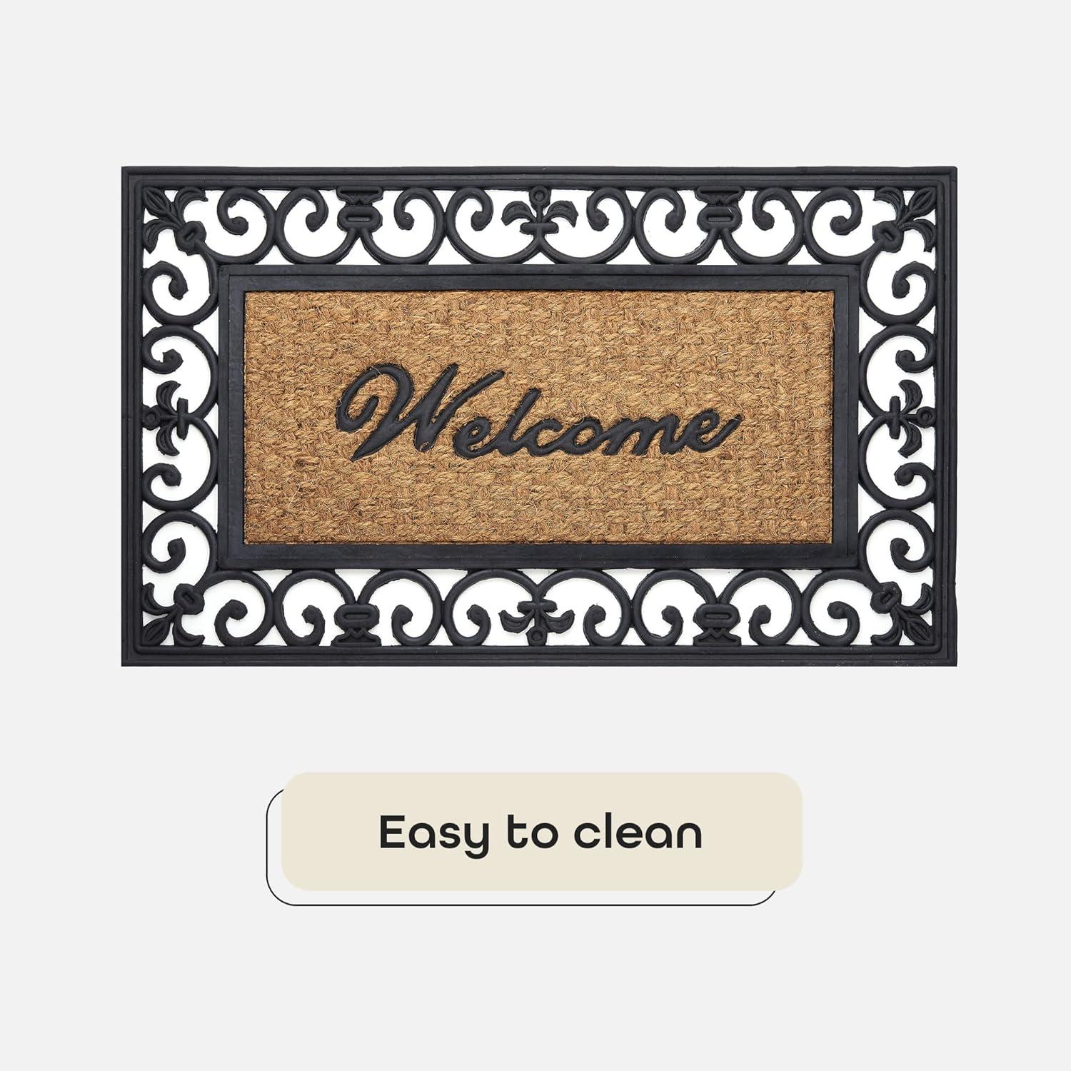 Achim Wrought Iron Rubber Doormat Fleur De Lis, 18" x 30"