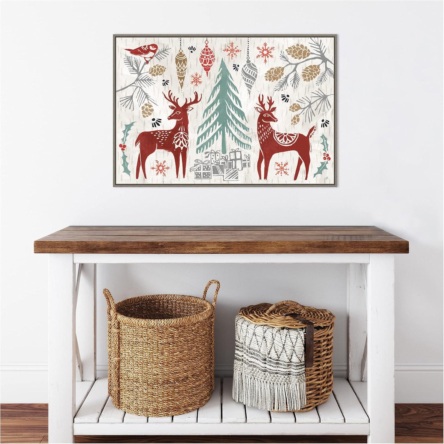 Amanti Art Woodcut Christmas I Framed Canvas Wall Art Print