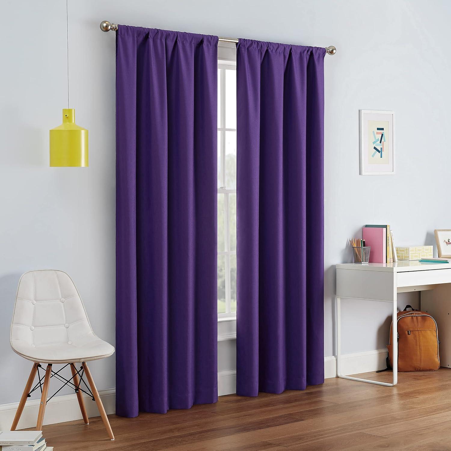 Purple Blackout Energy-Efficient Rod Pocket Curtain Panel