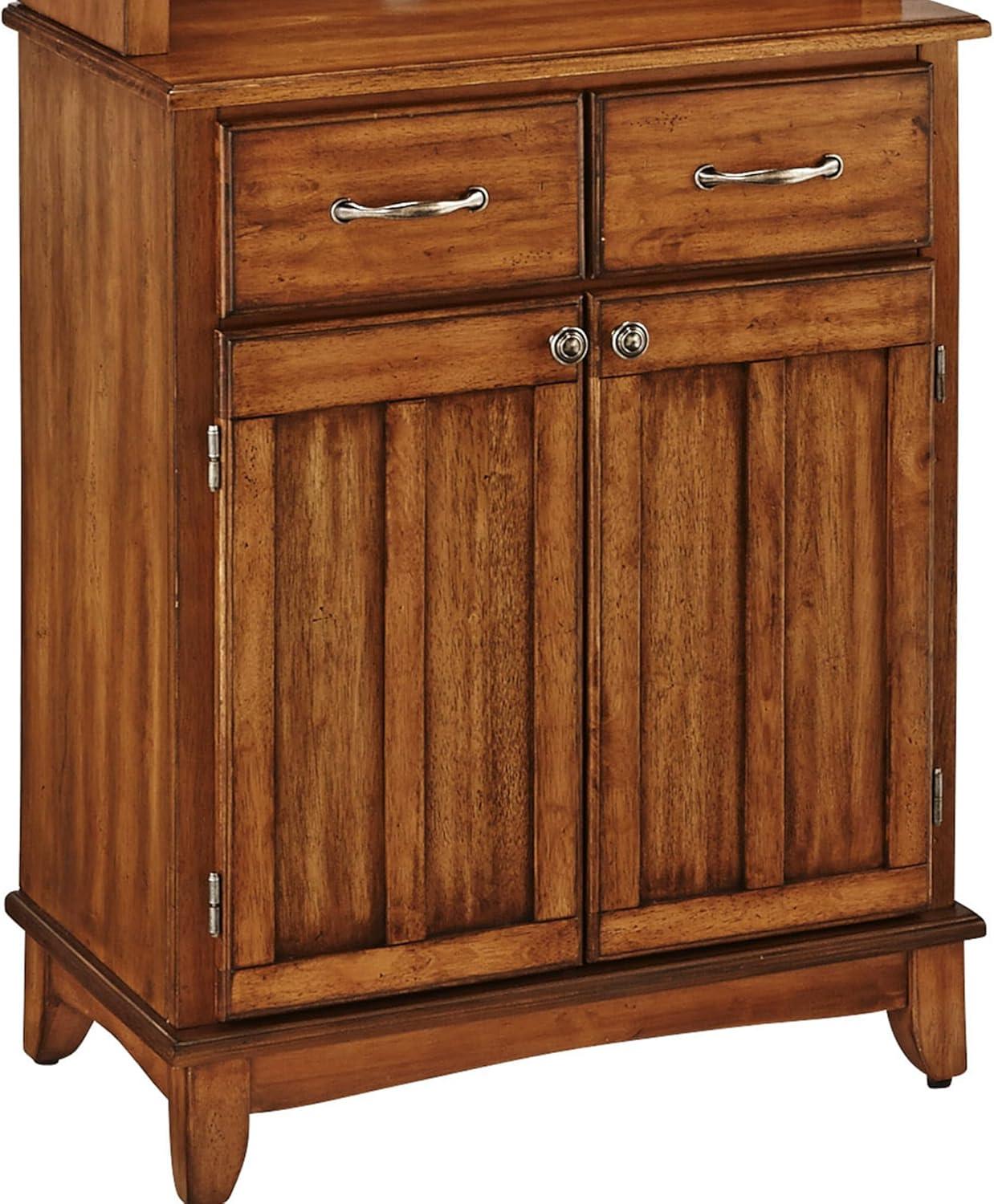 Small Buffet of Buffets Server with Hutch and Oak Top Oak - Homestyles: Traditional Storage, Glass Doors, Adjustable Shelves