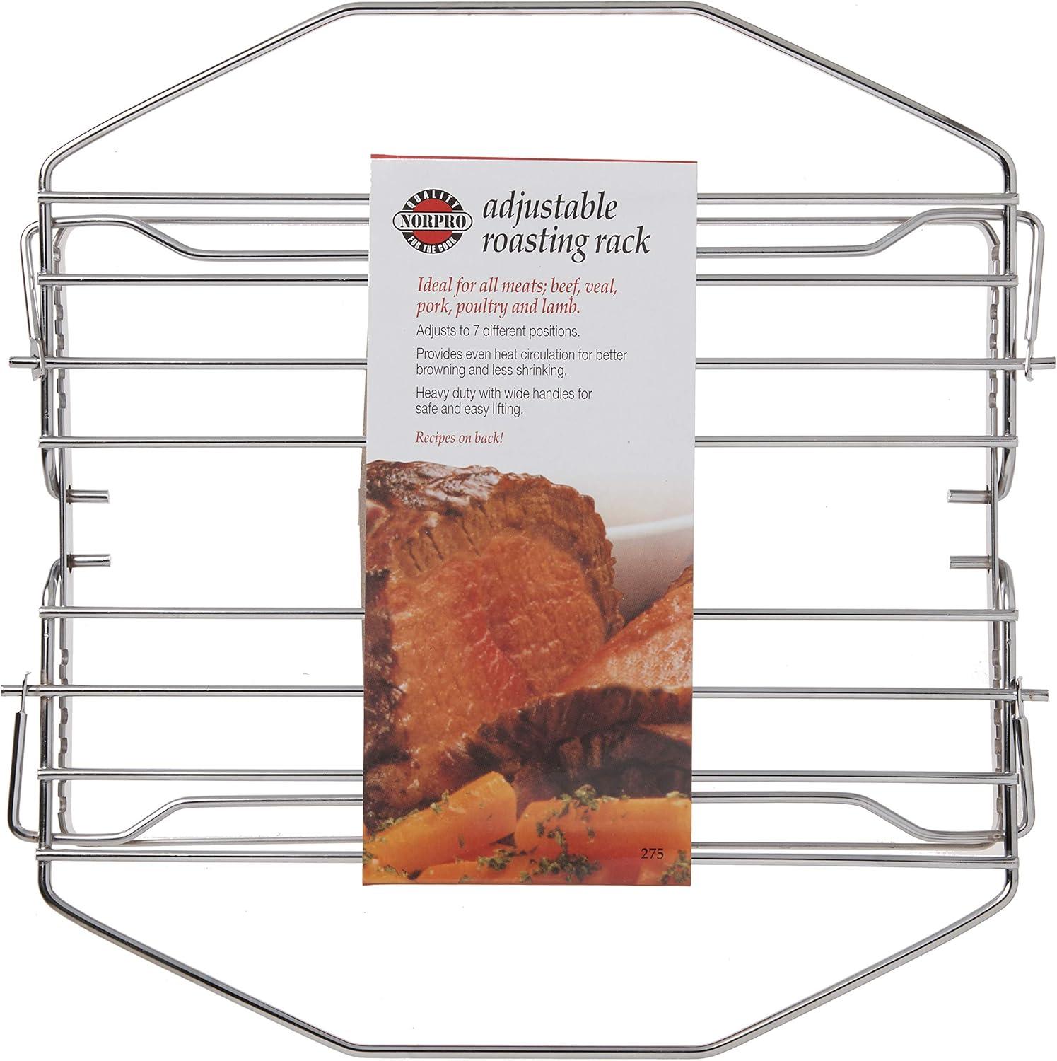 Norpro 275 Adjustable Roast Rack Nickel-plated, 11 inches, Silver