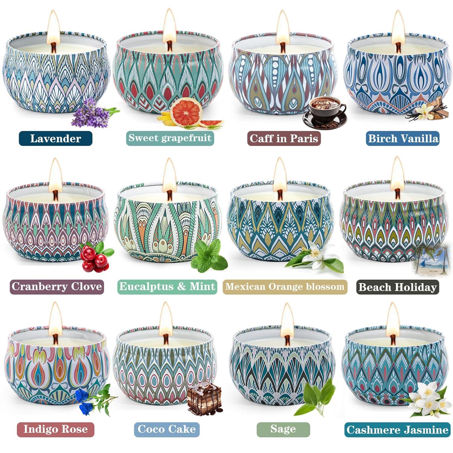 Scented Candles Gift Set, 12 Pack Aromatherapy Candles for Women, Candles for Home Scented, 300H Long Burning, Soy Wax Candle Set, Gifts for Mom Women SPA Birthday Anniversary Stocking Stuffers