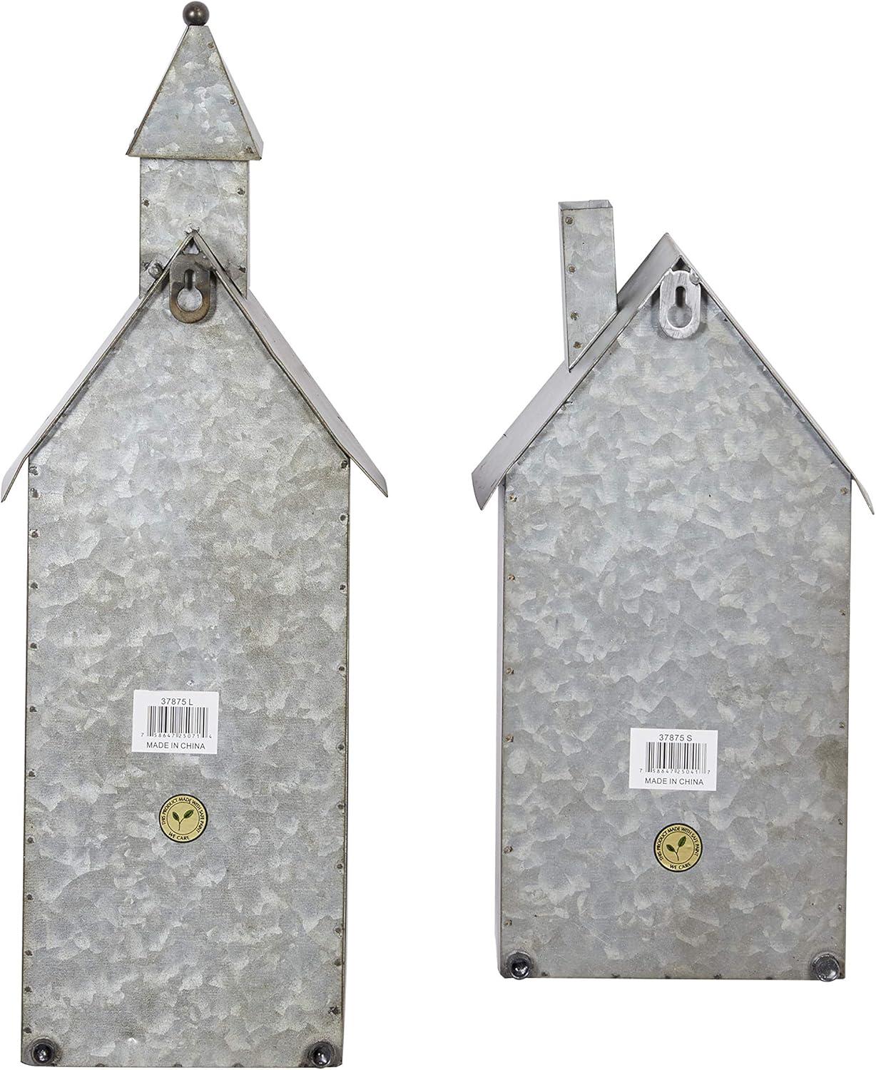 DecMode 13", 18"H Farmhouse Votive, Grey, 2 - Pieces