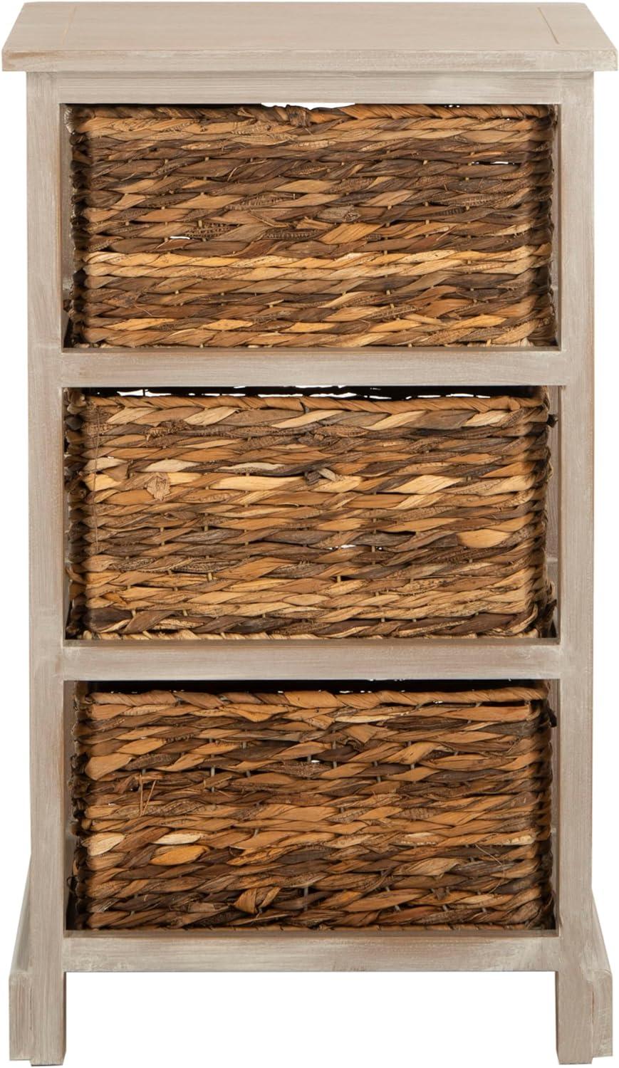 Halle 3 Wicker Basket Storage Side Table - Safavieh