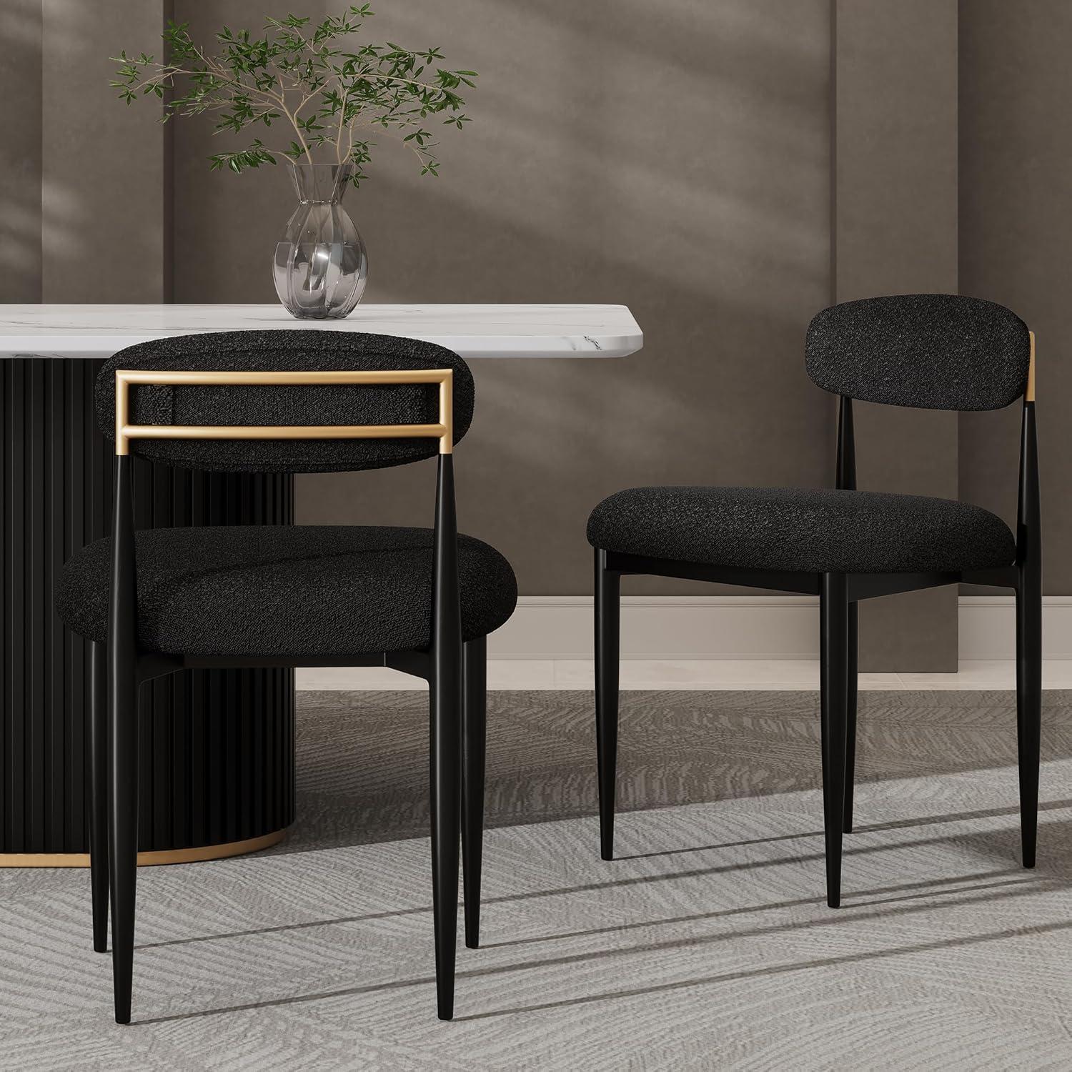 2 Pieces Boucle Armless Dining Chair, Upholstered Accent Chair
