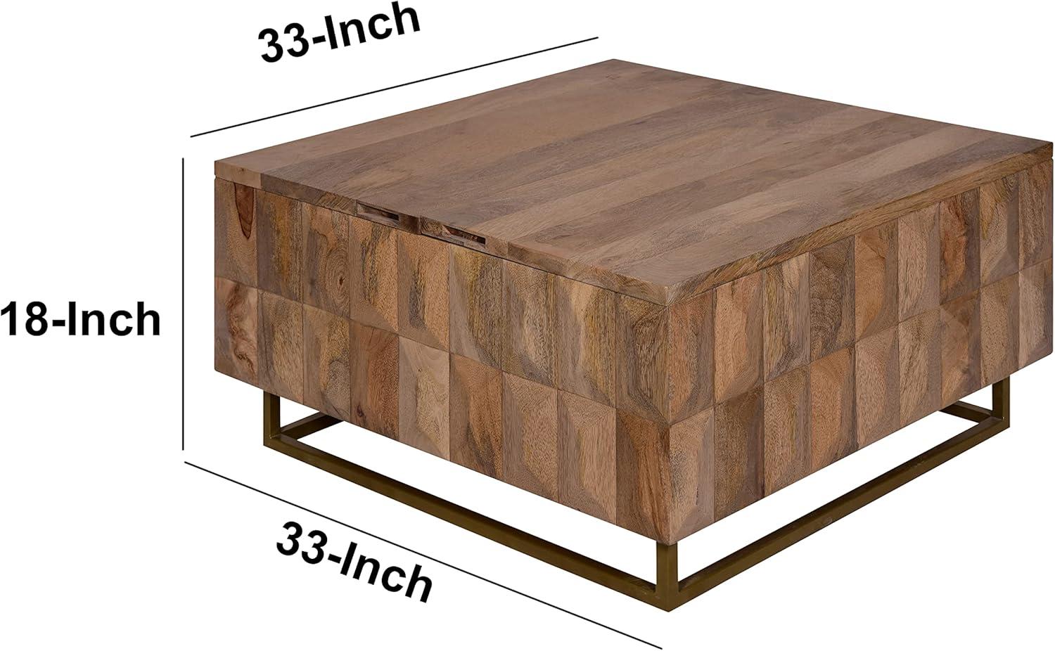 The Urban Port 33" Lift Top Storage Trunk Coffee Table Square Mango Wood Natural Brown