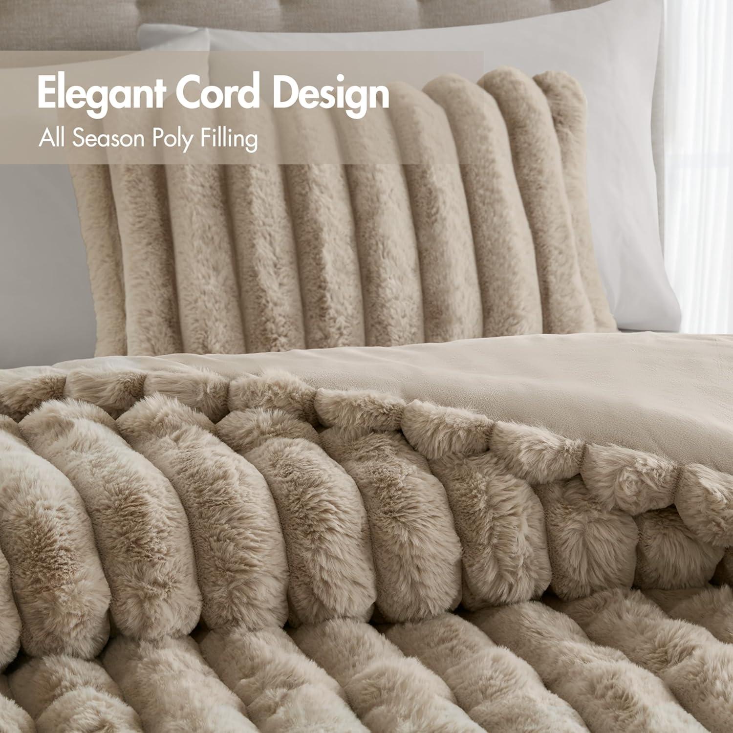 Madison Park Jasmine 3 Piece Ultrasoft Faux Fur Ribbed Comforter Set & Reviews | Wayfair