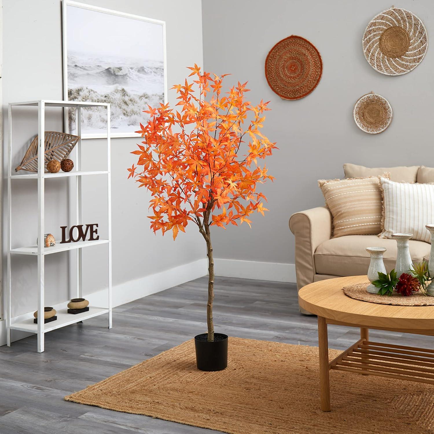 5-Foot Multicolor Maple Faux Potted Tree for Fall Decor