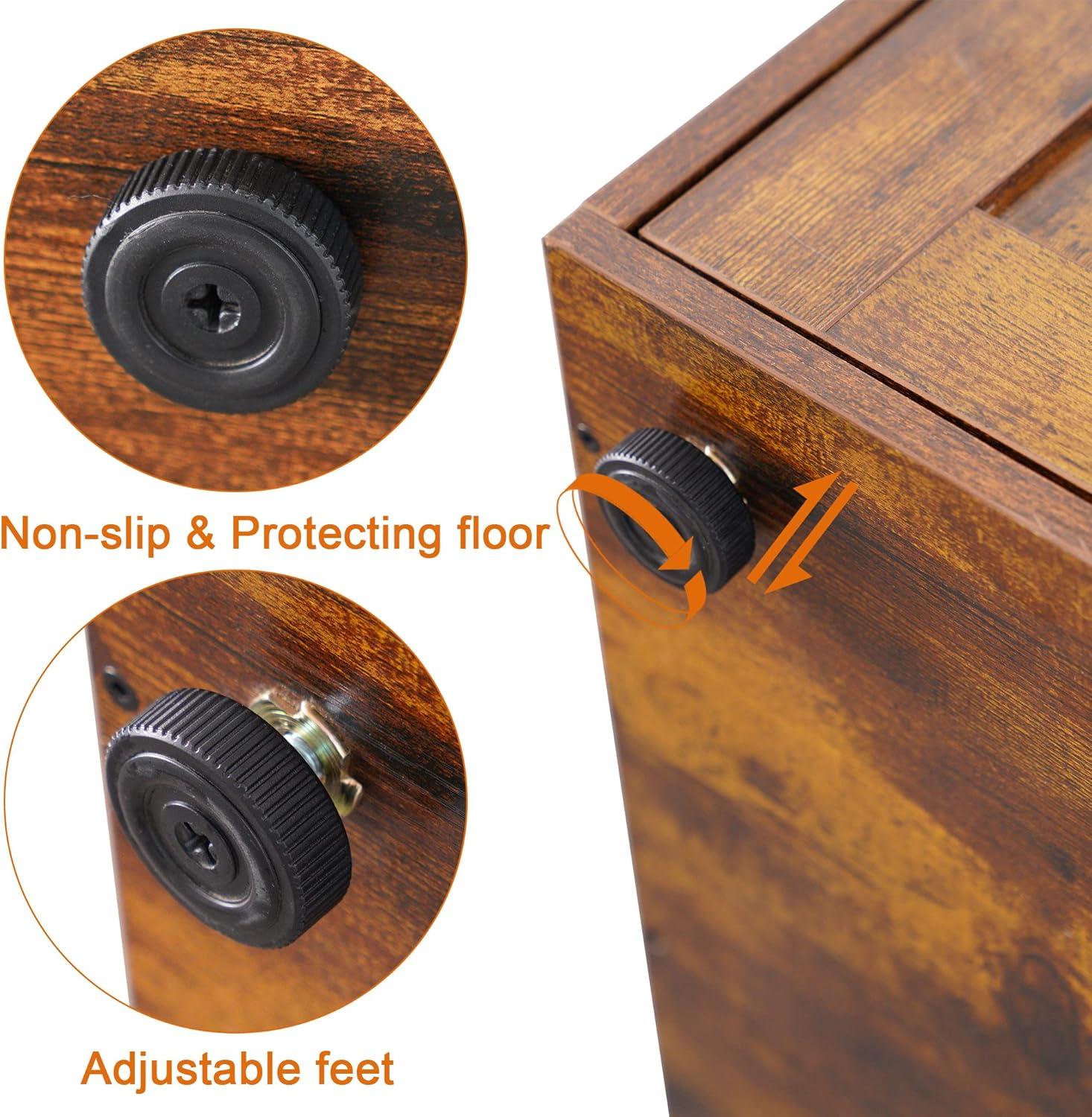 Wood Litter Box Enclosure with Food Station, All-in-one Indoor Cat Furniture with Large Platform and Condo