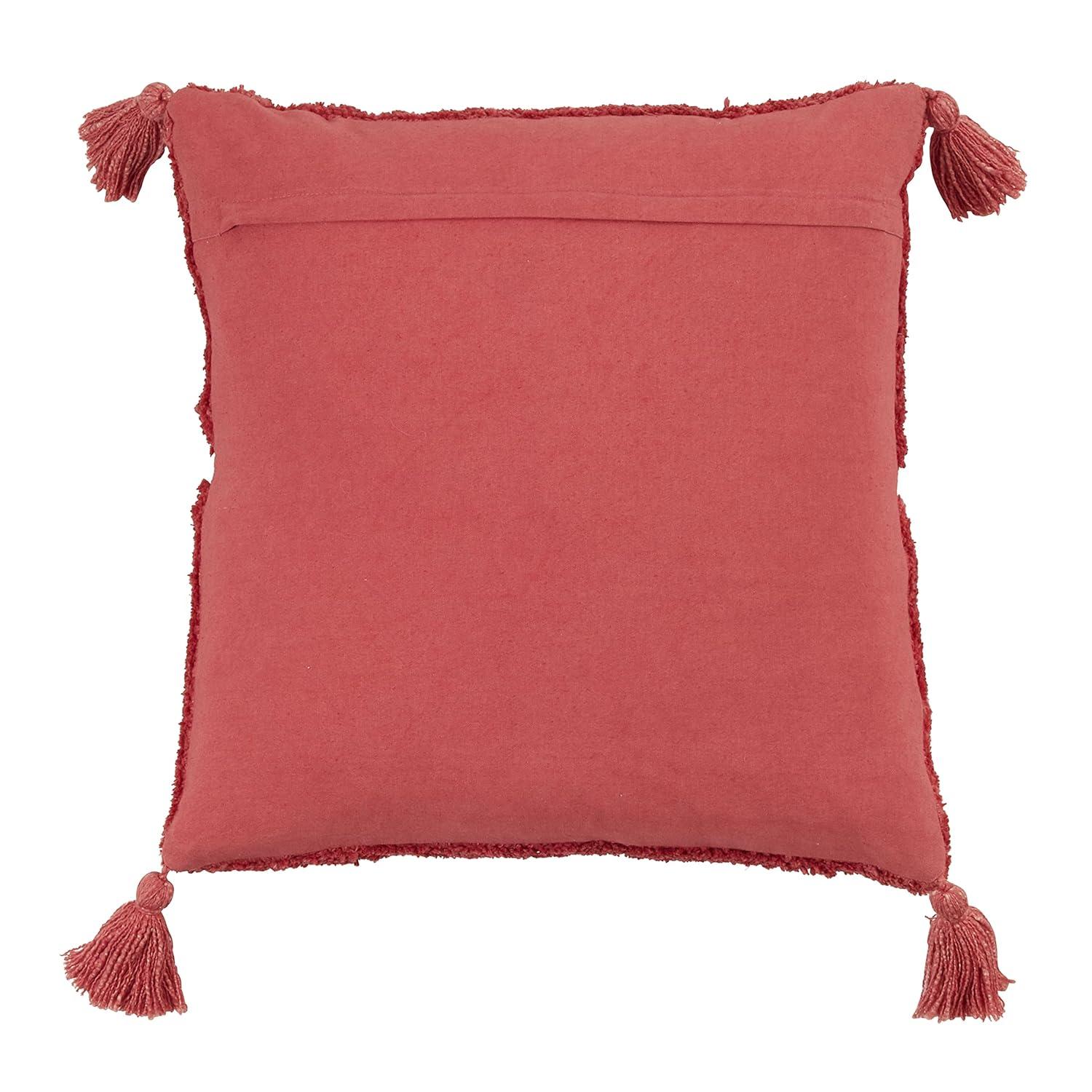 Saro Lifestyle Tassel Design Tufted Diamond Throw Pillow With Poly Filling, Rust, 18" x 18"