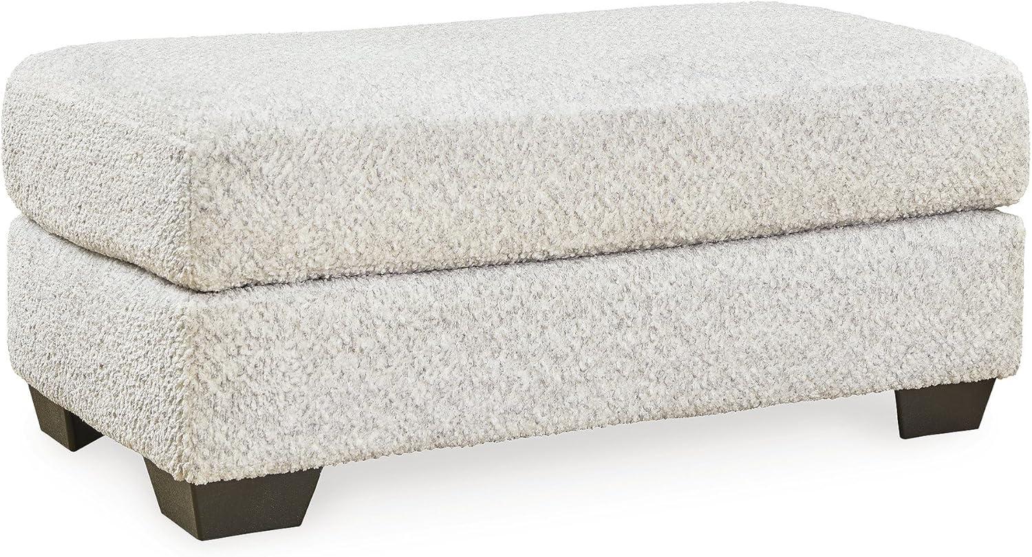 Contemporary White Plush Fabric Ottoman