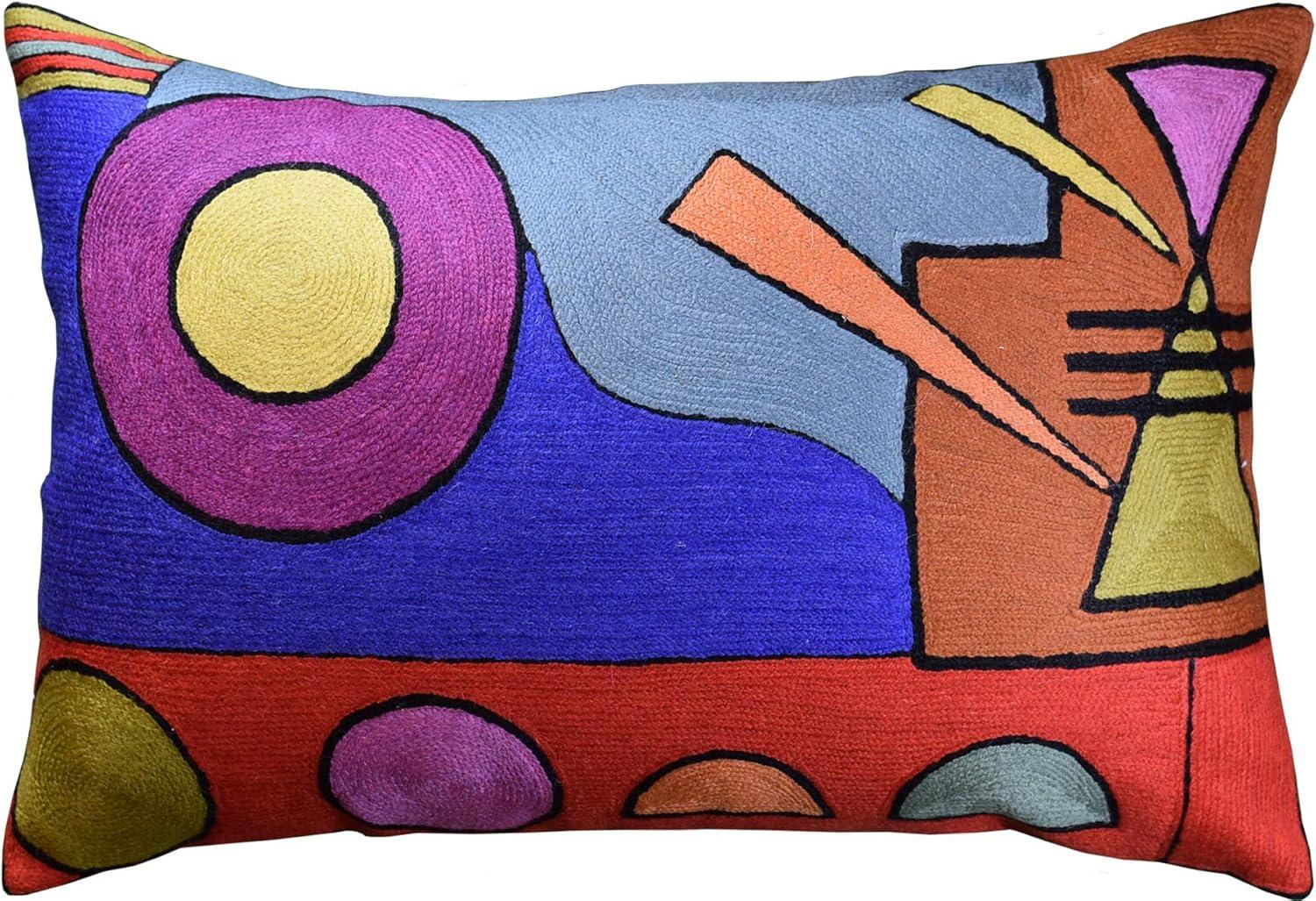 Colorful Abstract Embroidered Cotton Standard Pillowcase