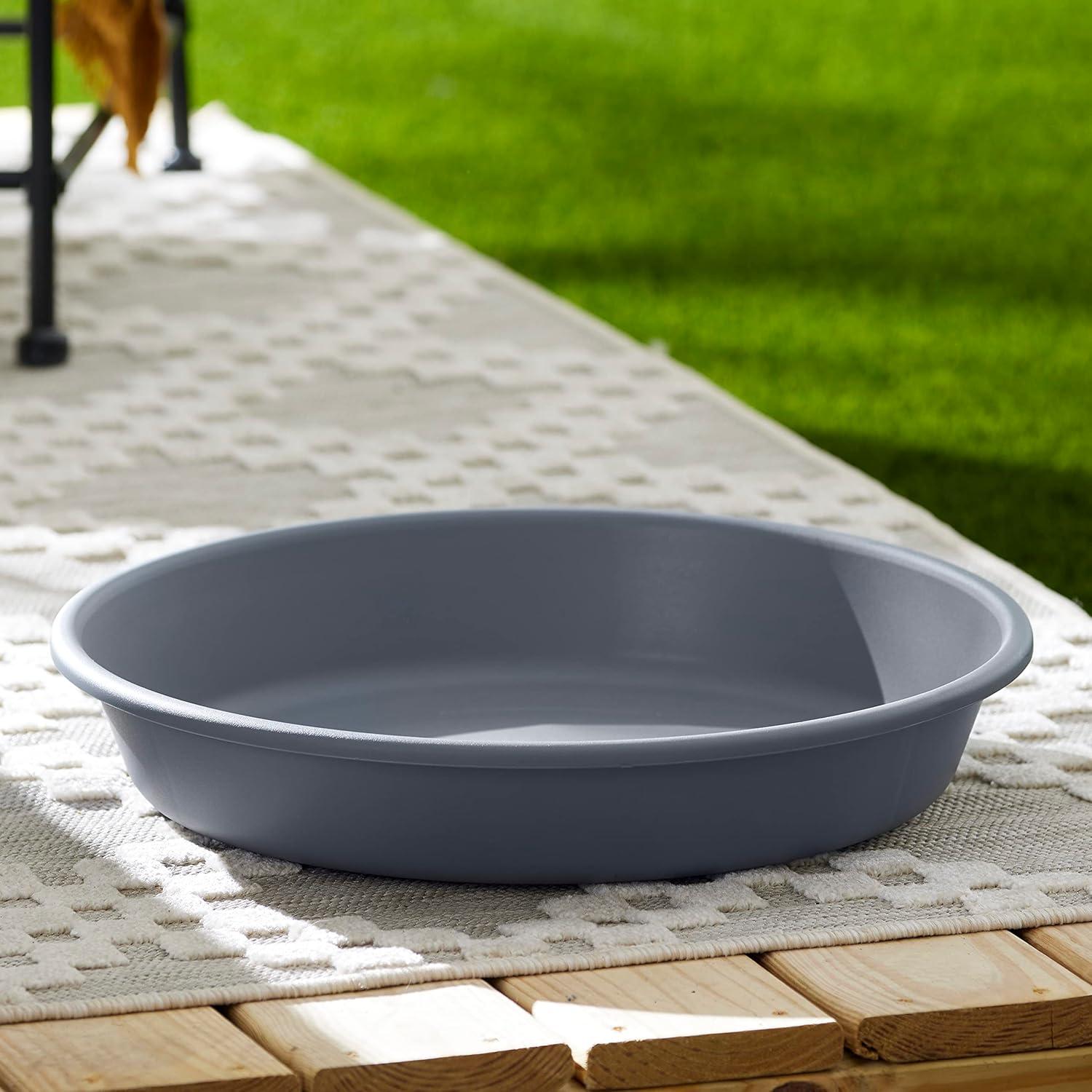 Warm Gray 21-Inch Round Plastic Plant Saucer