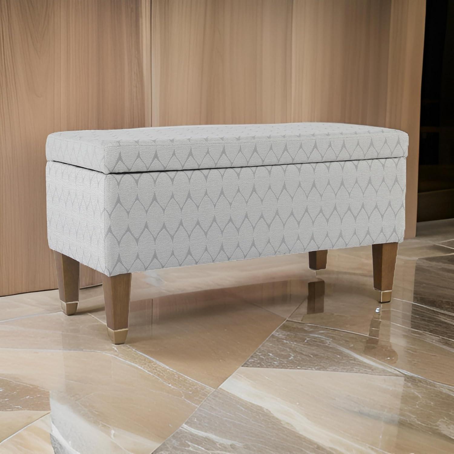 HomePop Drake Large Storage Bench, 36”W x 16”D x 18”H, Gray Modern Geo Print