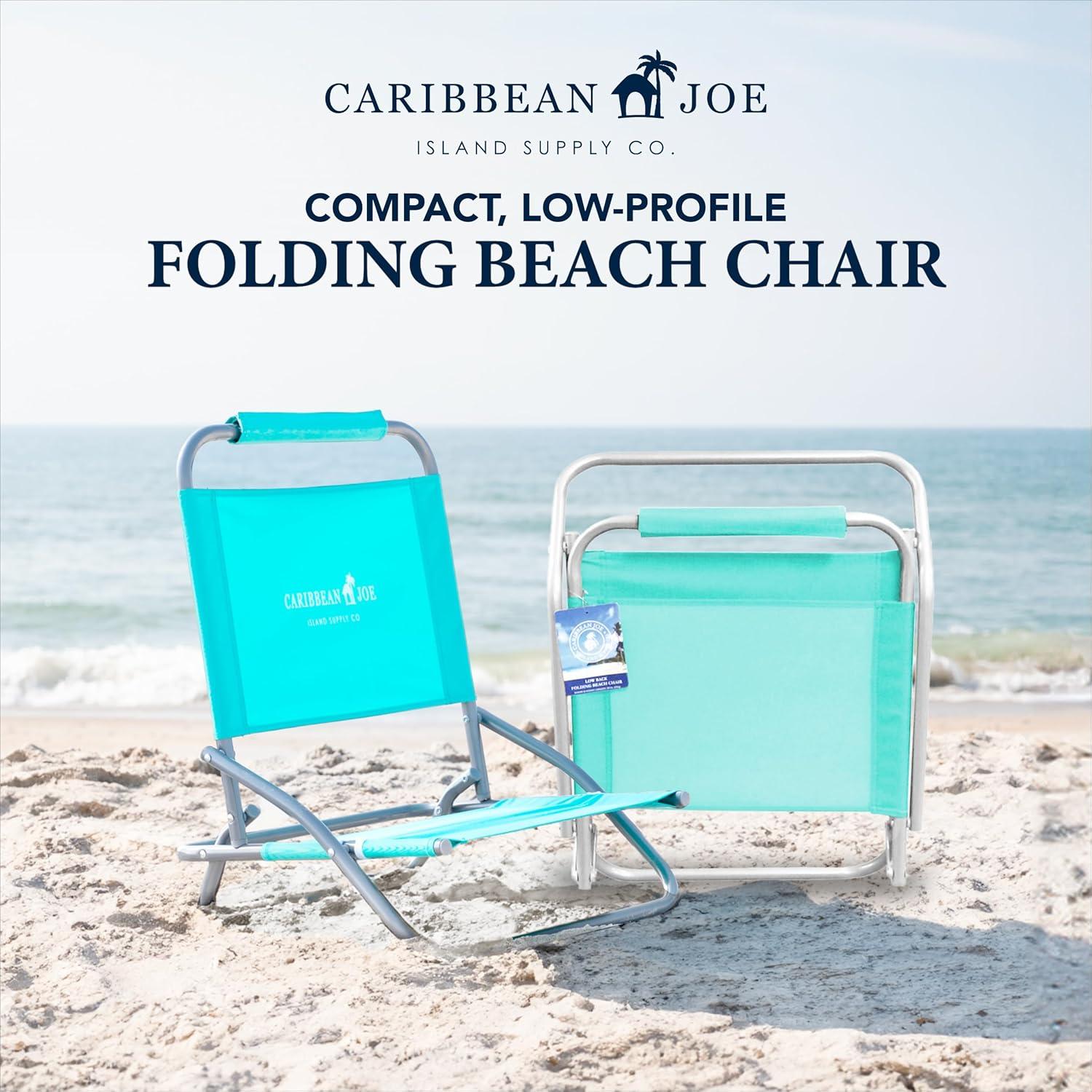 Caribbean Joe Low Steel Outdoor Portable Beach Chair - Teal