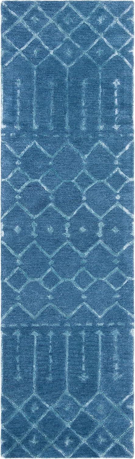 SAFAVIEH Himalaya Darin Geometric Wool Runner Rug, Navy/Silver, 2'3" x 16'