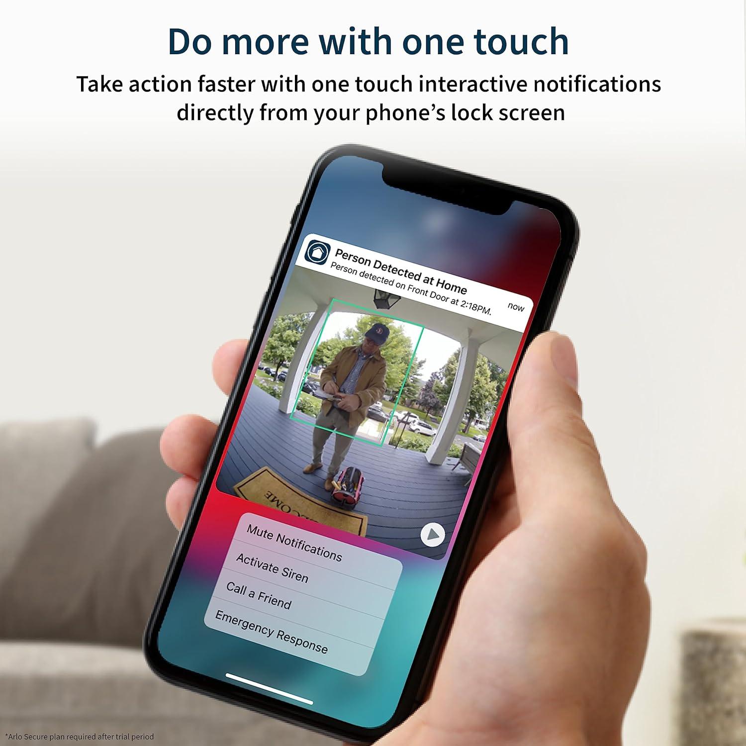 Arlo Essential 1080p Wired Video Doorbell - White