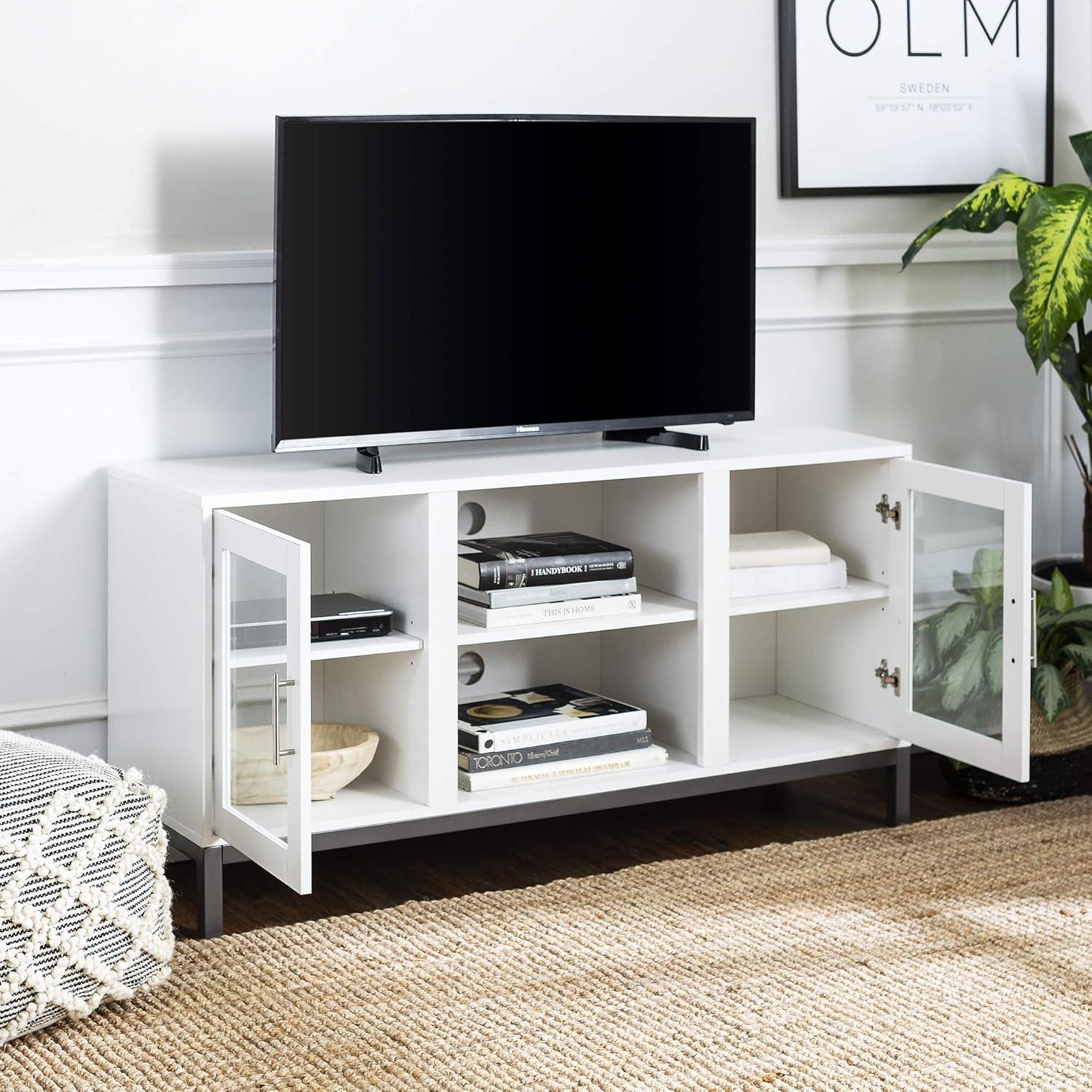 Walker Edison Modern 2-Door TV Stand for TVs up to 58", White