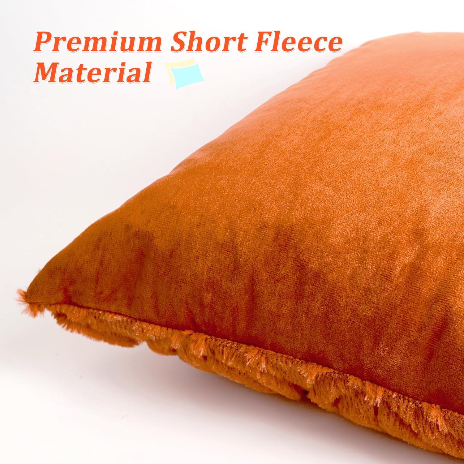 TQWQT Fall Pillow Covers 18x18 Set of 2 Fall Decorations Autumn Rust Pumpkin Throw Pillow Cases Soft Plush Faux Fur Wool Couch Cushion Case for Chair Sofa Bedroom Living Room Home Decor