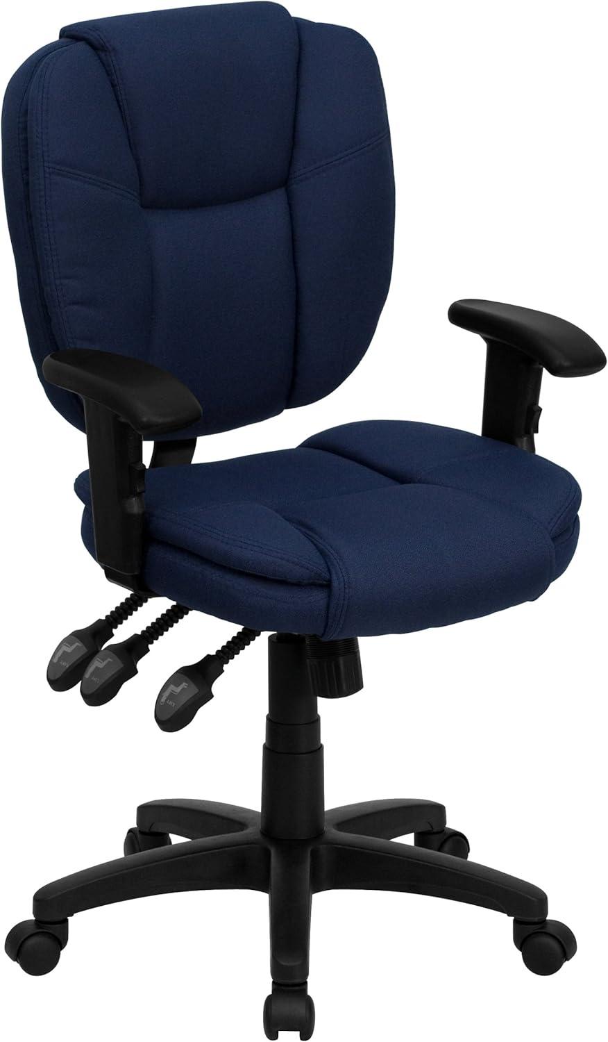 Flash Furniture Mid-Back Multifunction Swivel Ergonomic Task Office Chair with Pillow Top Cushioning and Adjustable Arms