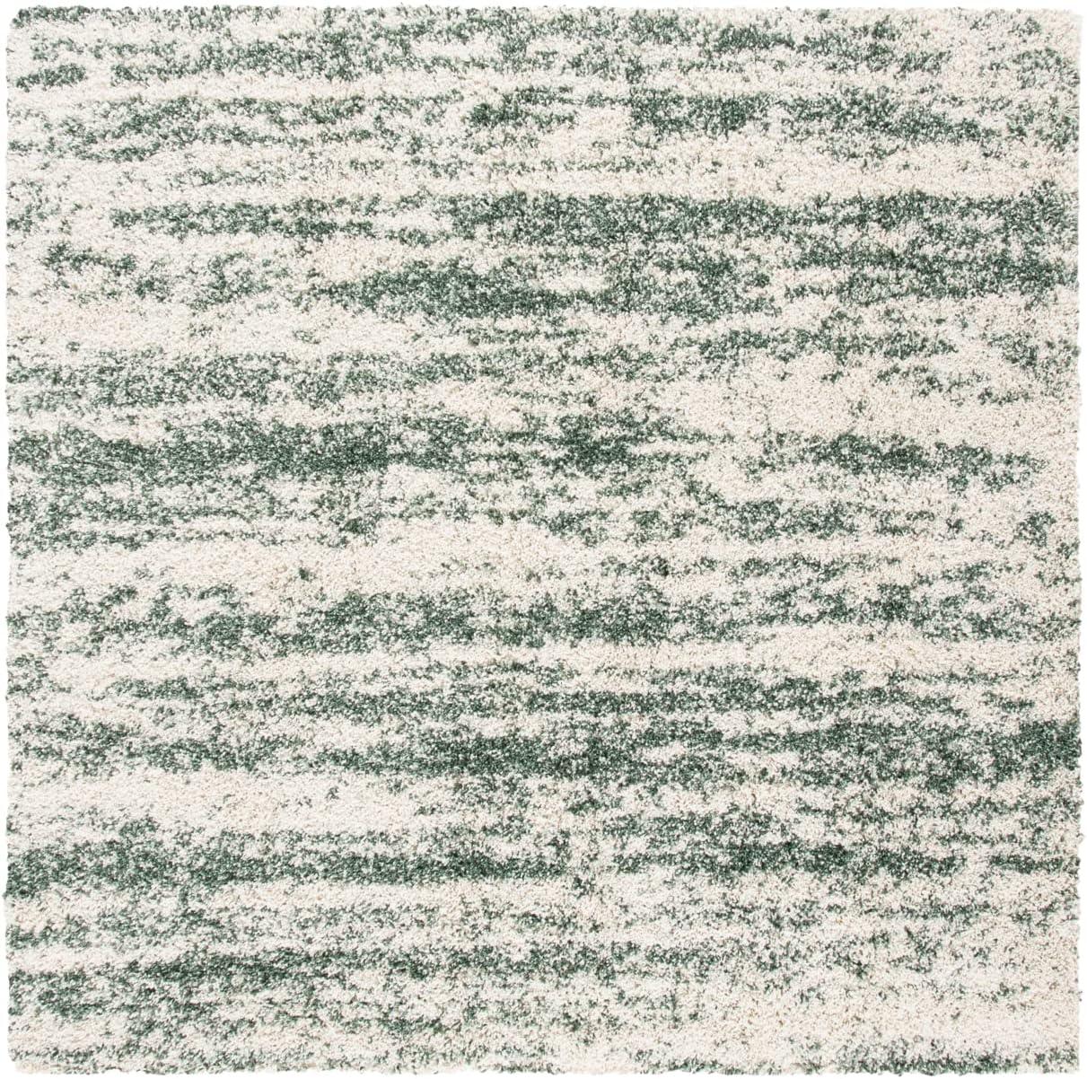 SAFAVIEH Hudson Shag Jack Abstract Area Rug, Ivory/Green, 4' x 4' Square