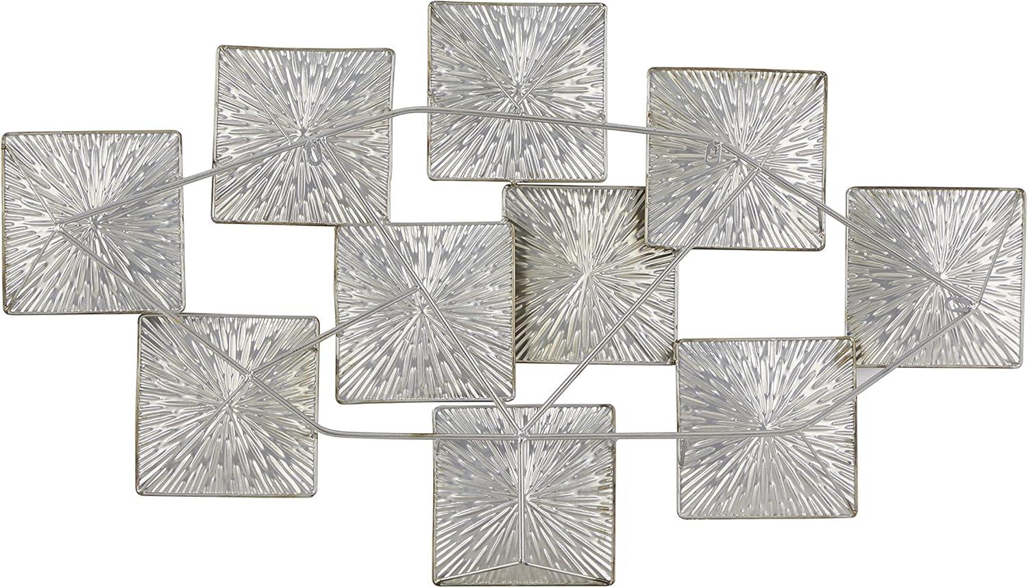 DecMode Gold Metal Carved Overlapping Square Sunburst Wall Decor