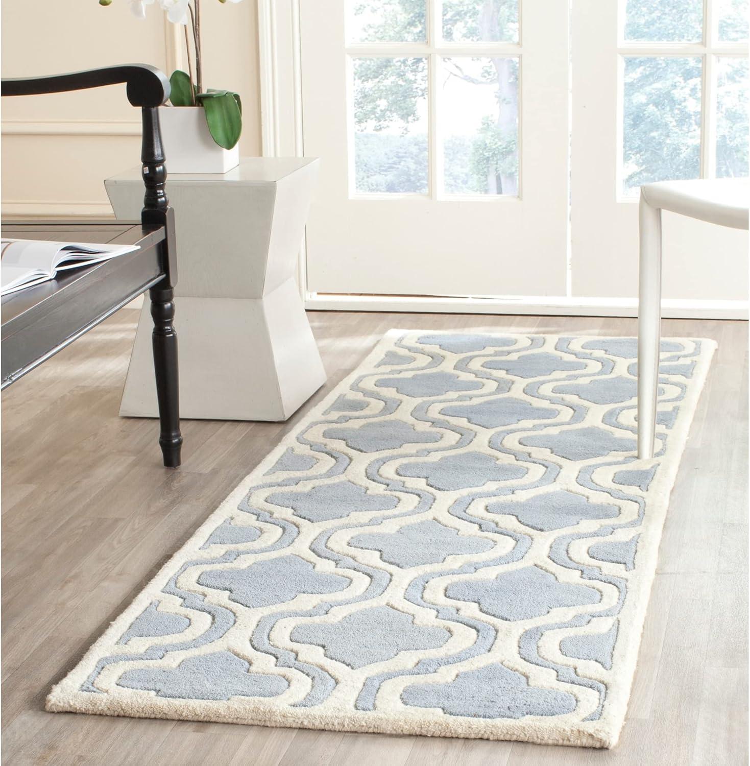 SAFAVIEH Chatham CHT727C Handmade Dark Blue / Ivory Rug
