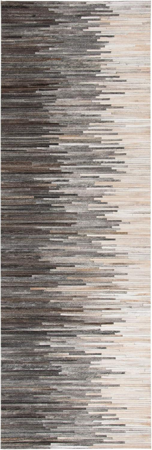 Studio Leather STL225 Hand Woven Indoor Runner Rug - Charcoal/Ivory - 2'3"x7' - Safavieh