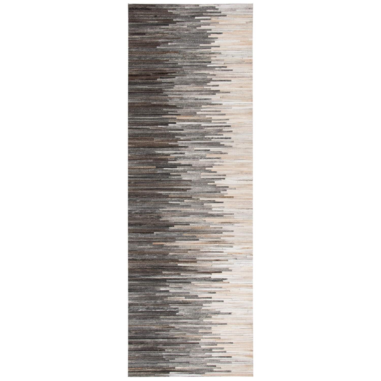 Studio Leather STL225 Hand Woven Indoor Runner Rug - Charcoal/Ivory - 2'3"x7' - Safavieh