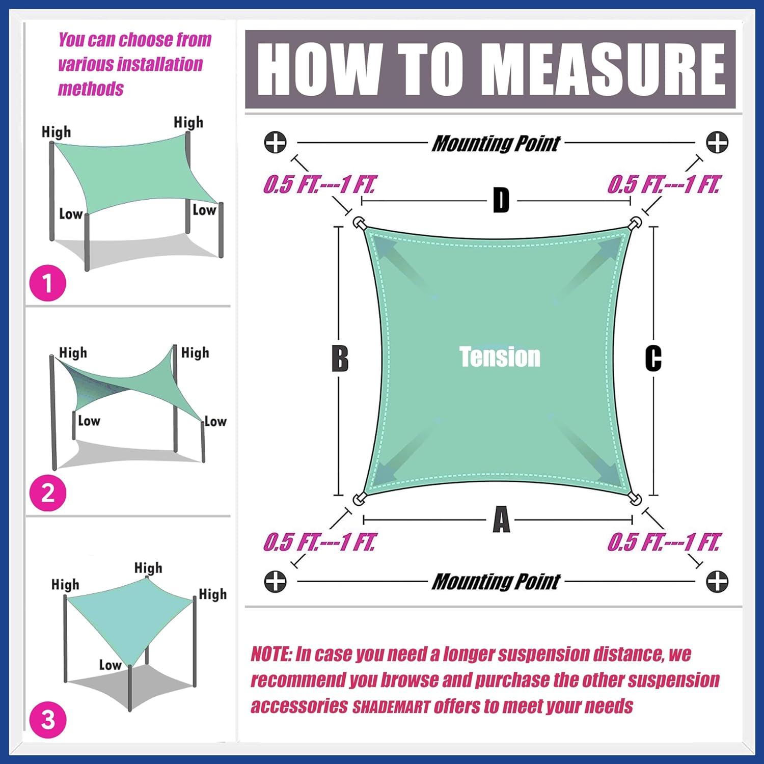 Royal Shade Royal shade Rectangle Shade Sail，95% UV Blockage, Heavy Duty, Water & Air Permeable